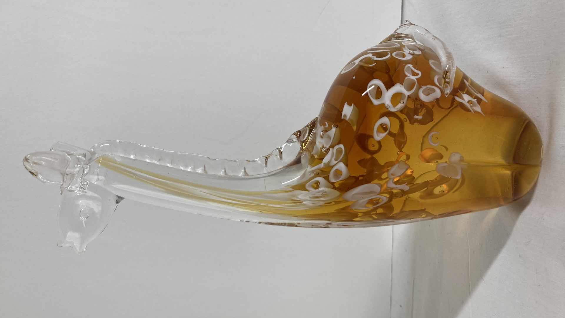 Photo 1 of GIRAFFE ORANGE & WHITE SOLID GLASS FIGURINE 2.75” X 4” H9.5”