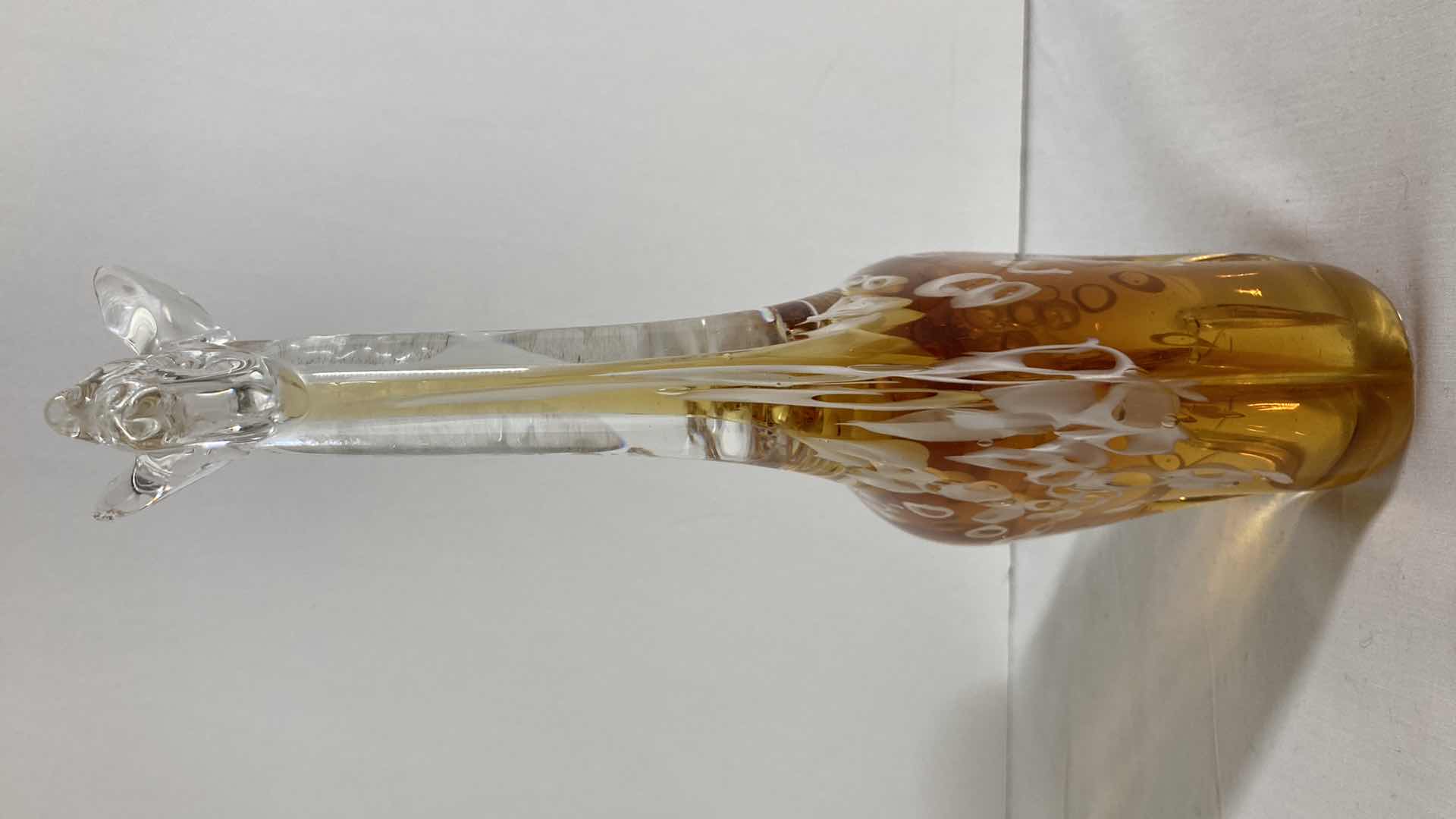 Photo 1 of GIRAFFE ORANGE & WHITE SOLID GLASS FIGURINE 2.75” X 4” H9.5”