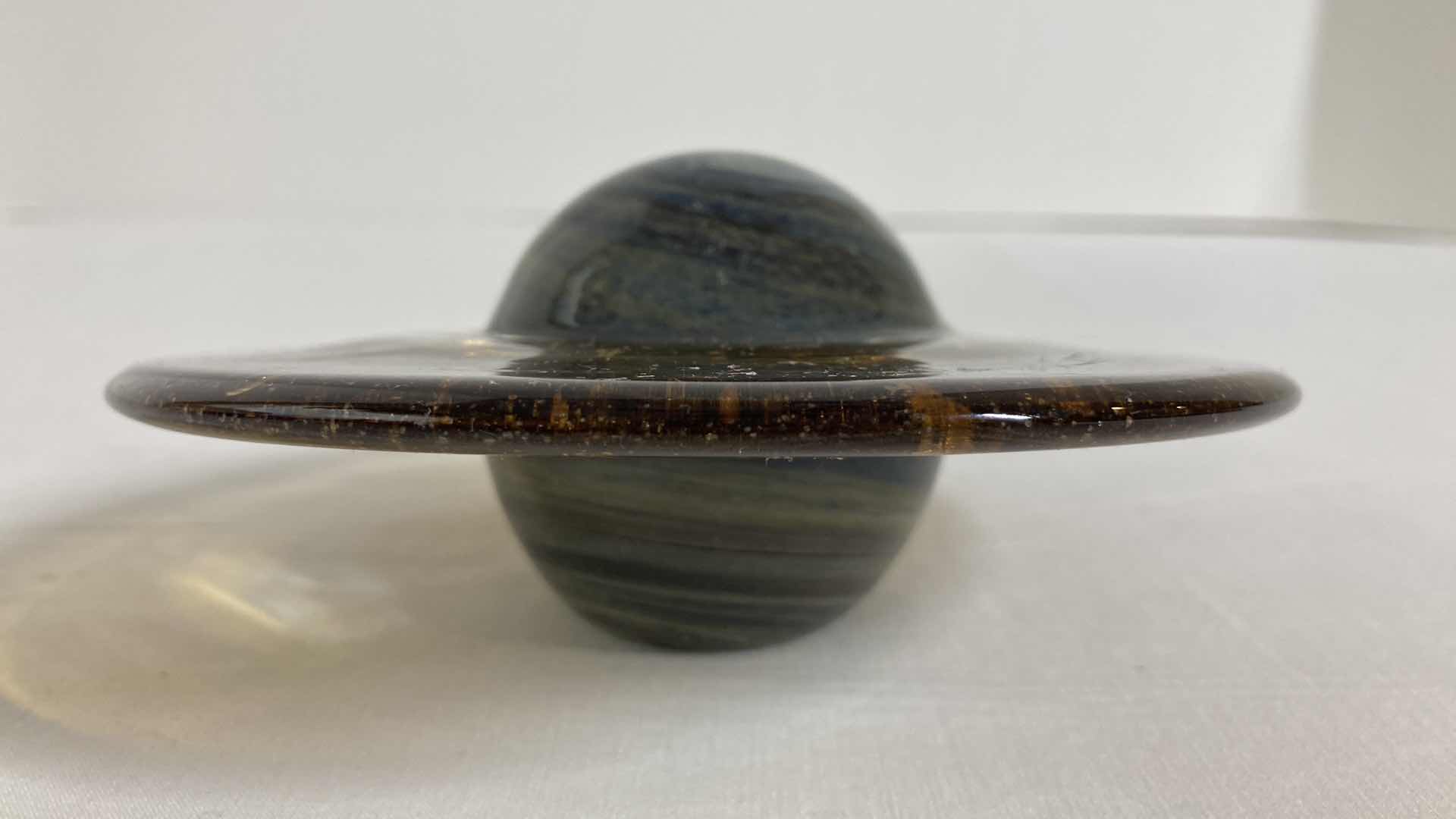 Photo 1 of SATURN BLOWN GLASS SCULPTURE 5” X 2”