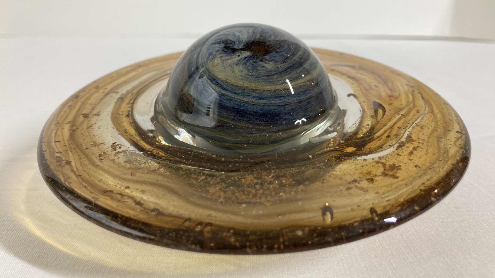 Photo 1 of SATURN BLOWN GLASS SCULPTURE 5” X 2”