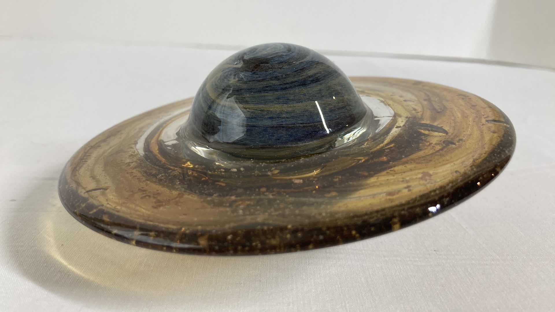 Photo 1 of SATURN BLOWN GLASS SCULPTURE 5” X 2”