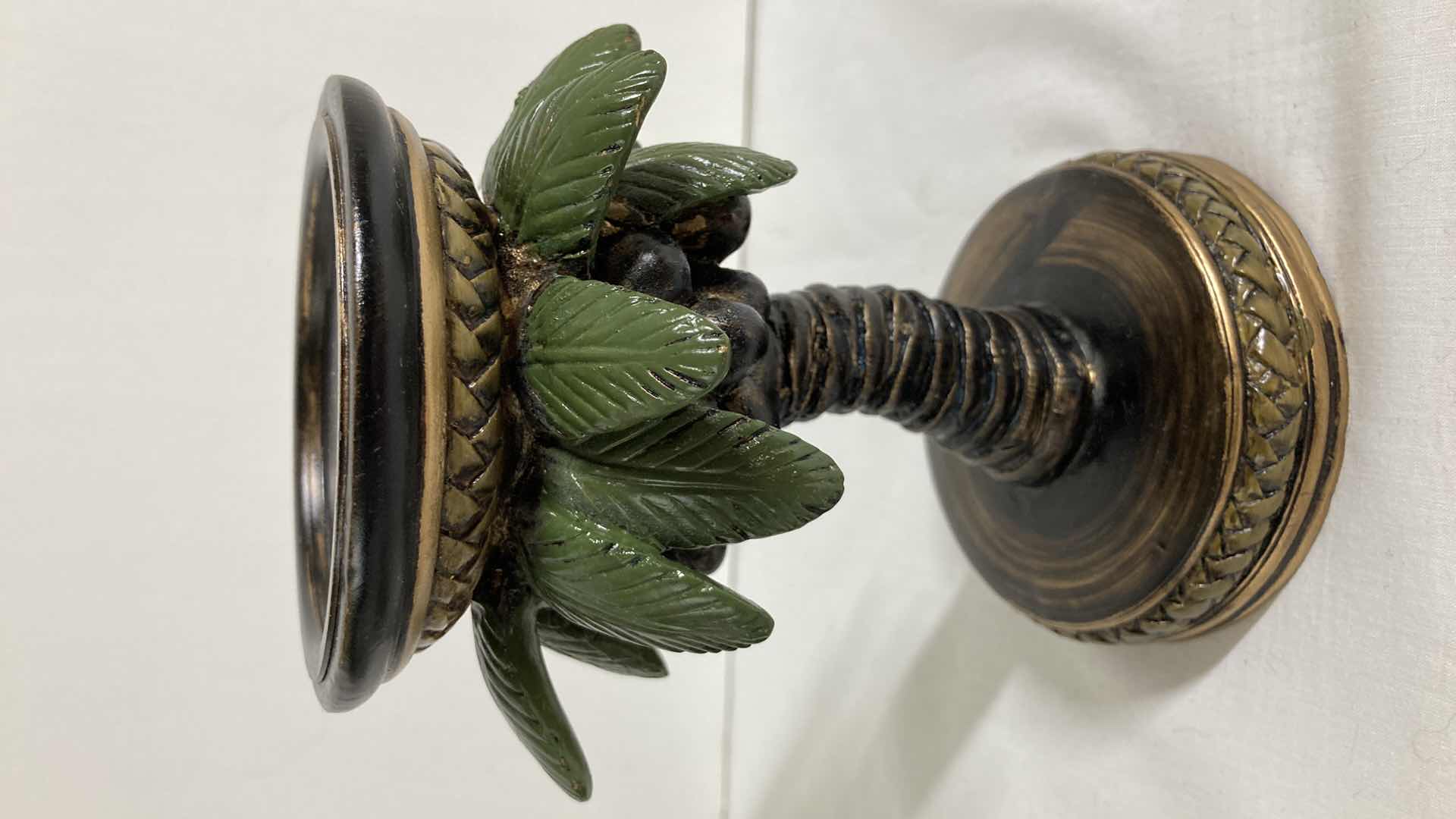 Photo 1 of PALM TREE CERAMIC TABLE CLOCK 6.5” X 9.5” & PALM TREE CERAMIC CANDLE HOLDER 4.25 X 6”