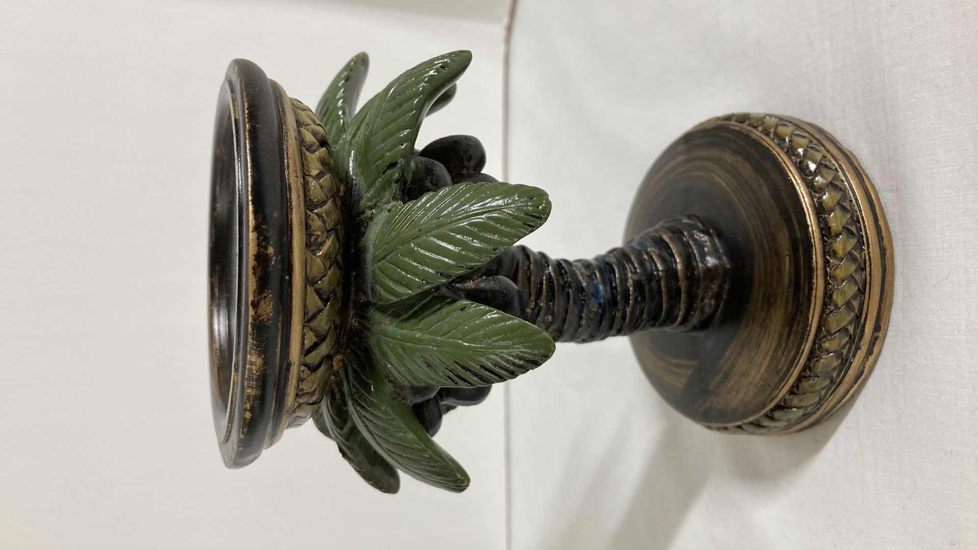 Photo 1 of PALM TREE CERAMIC TABLE CLOCK 6.5” X 9.5” & PALM TREE CERAMIC CANDLE HOLDER 4.25 X 6”