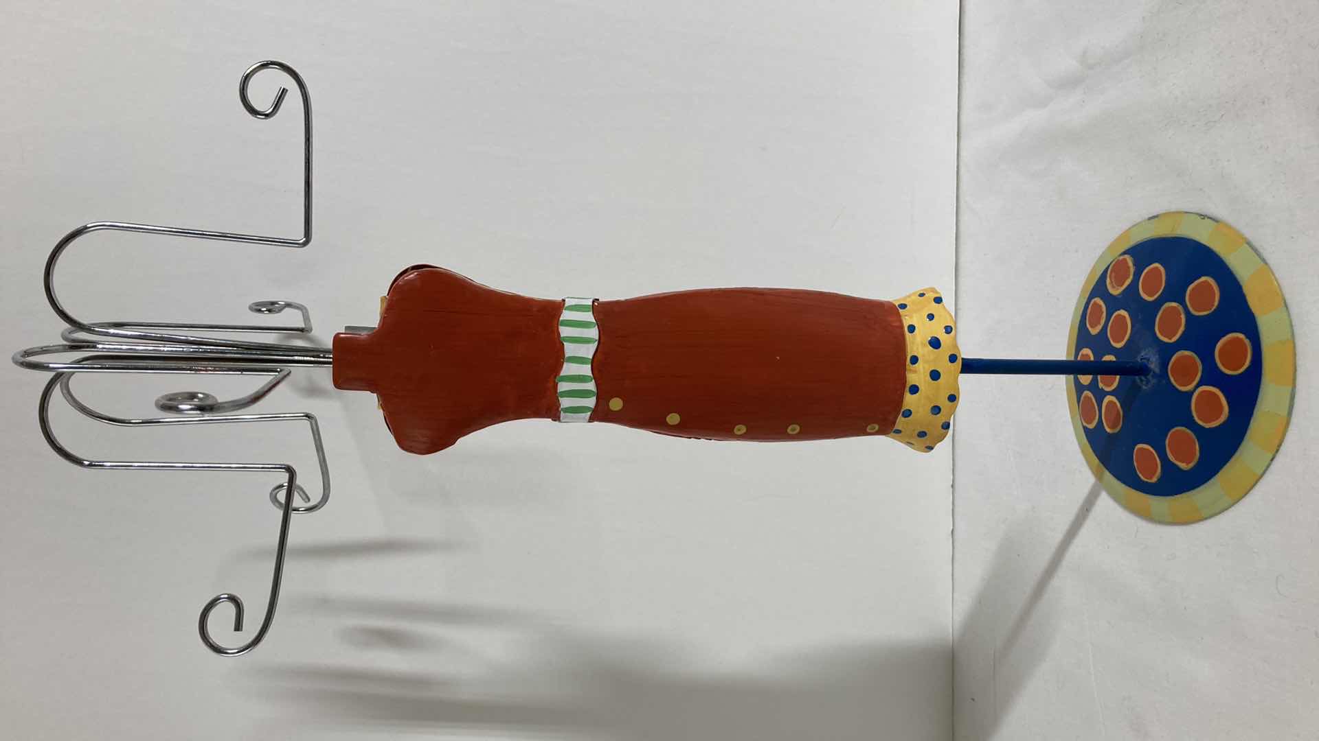 Photo 1 of VINTAGE HAND PAINTED METAL JEWELRY HANGER 8” X 15.5”