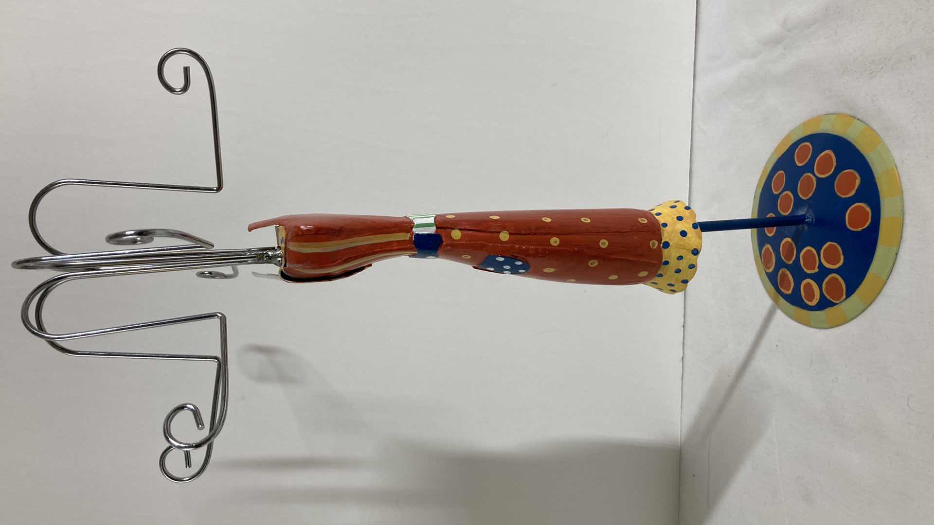 Photo 1 of VINTAGE HAND PAINTED METAL JEWELRY HANGER 8” X 15.5”