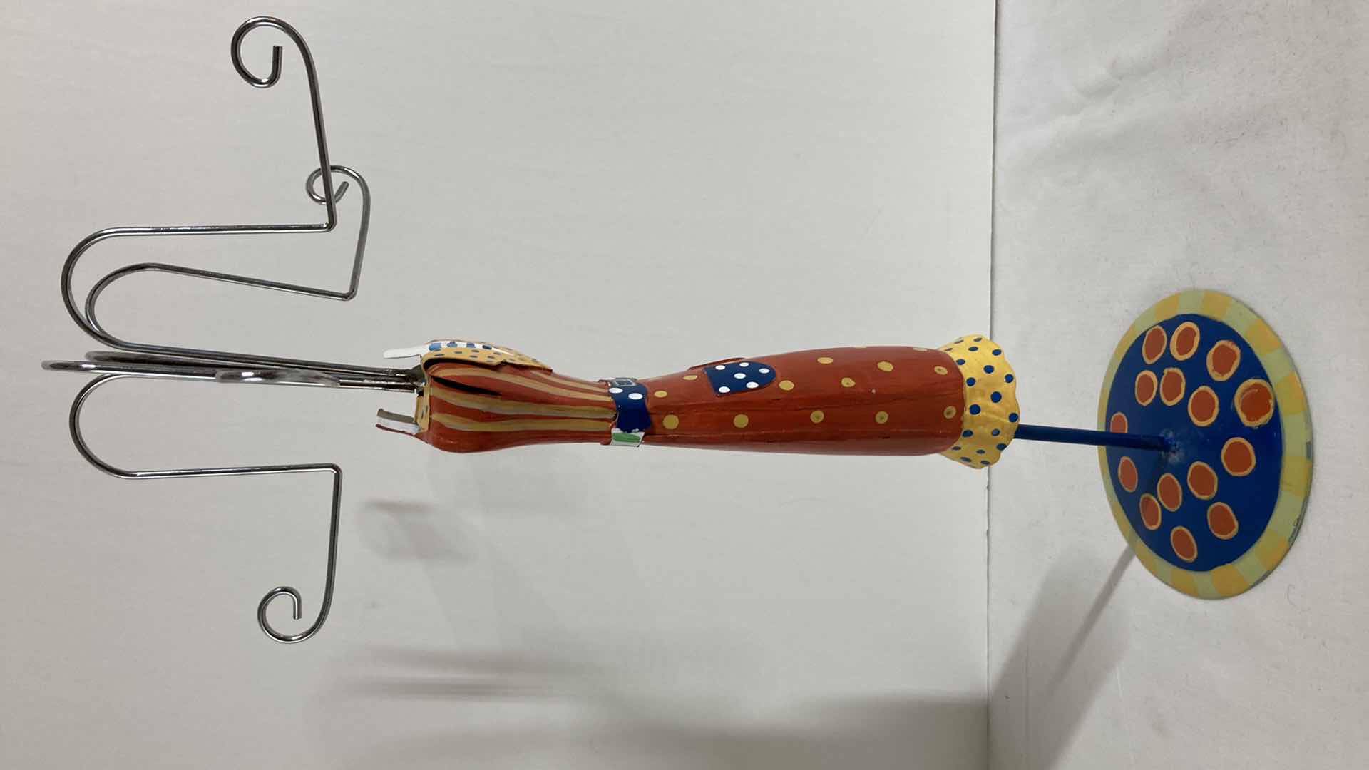 Photo 1 of VINTAGE HAND PAINTED METAL JEWELRY HANGER 8” X 15.5”