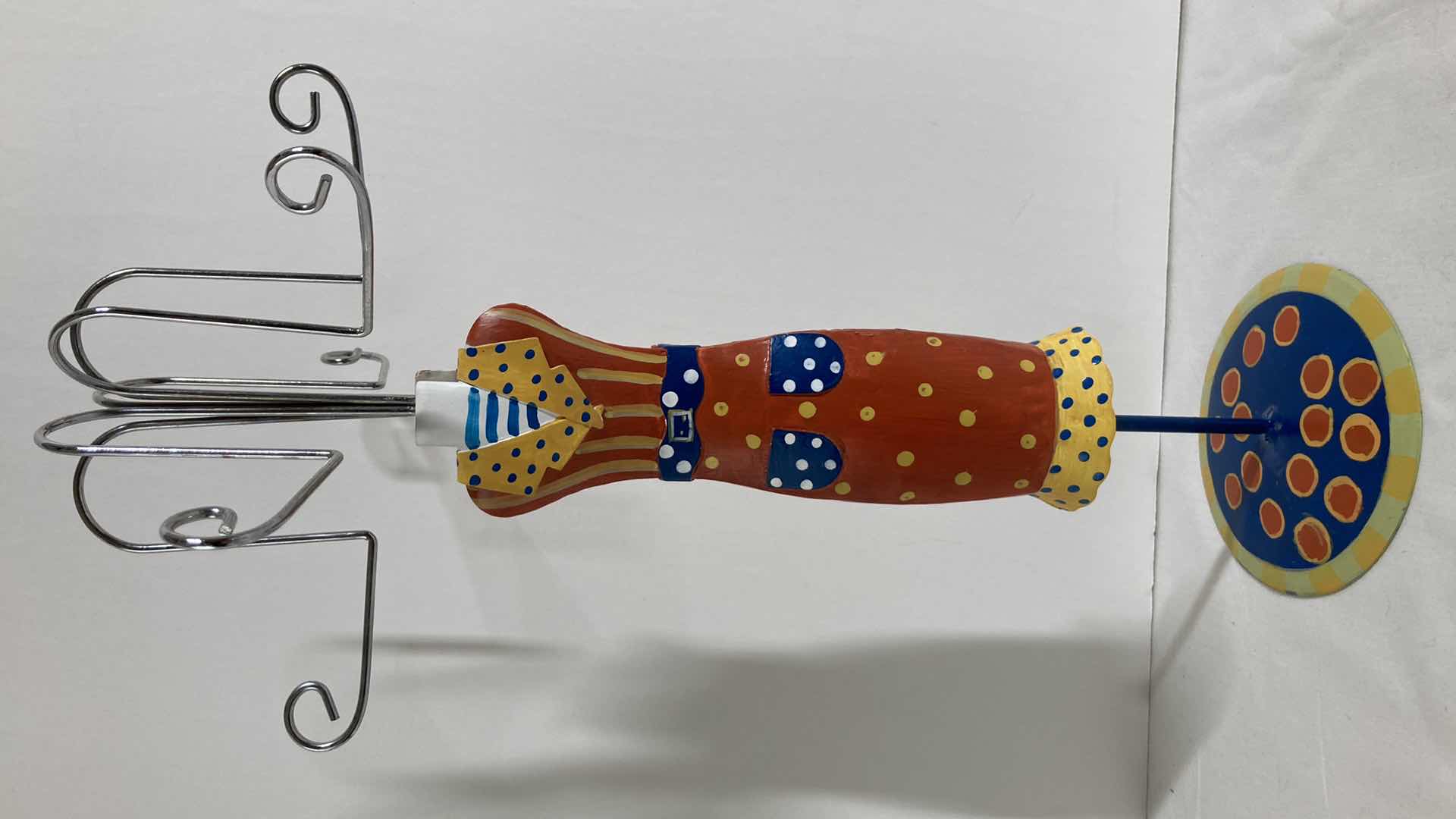 Photo 1 of VINTAGE HAND PAINTED METAL JEWELRY HANGER 8” X 15.5”