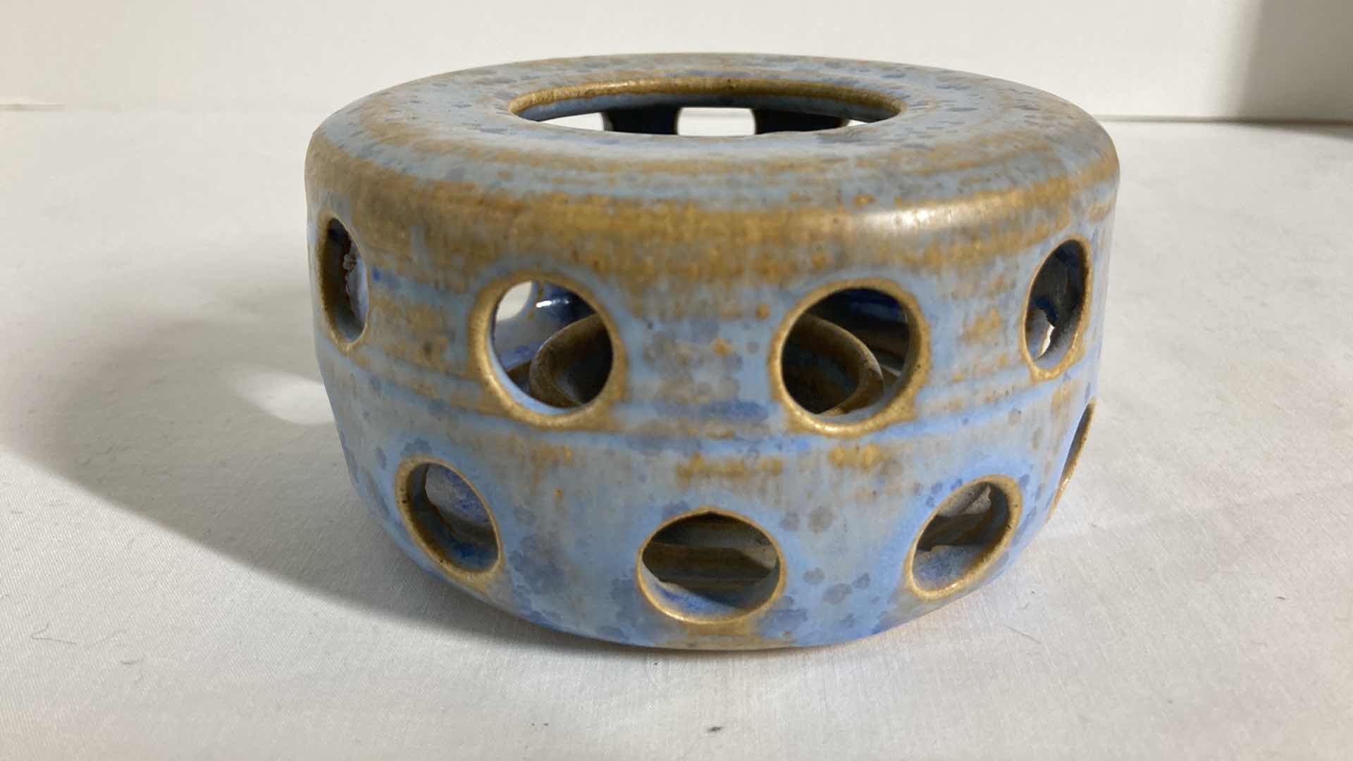 Photo 1 of HAND PAINTED CERAMIC CANDLE HOLDER 4.75” X 2.75”