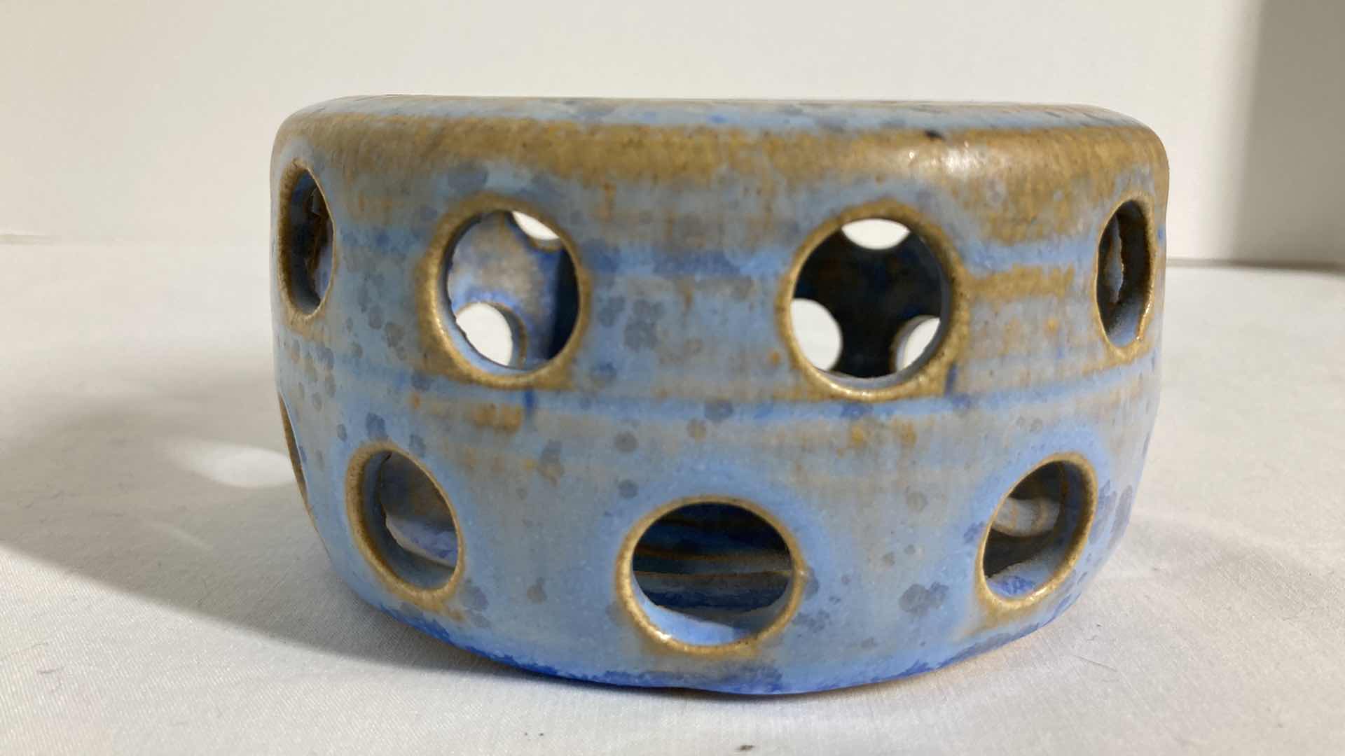 Photo 1 of HAND PAINTED CERAMIC CANDLE HOLDER 4.75” X 2.75”