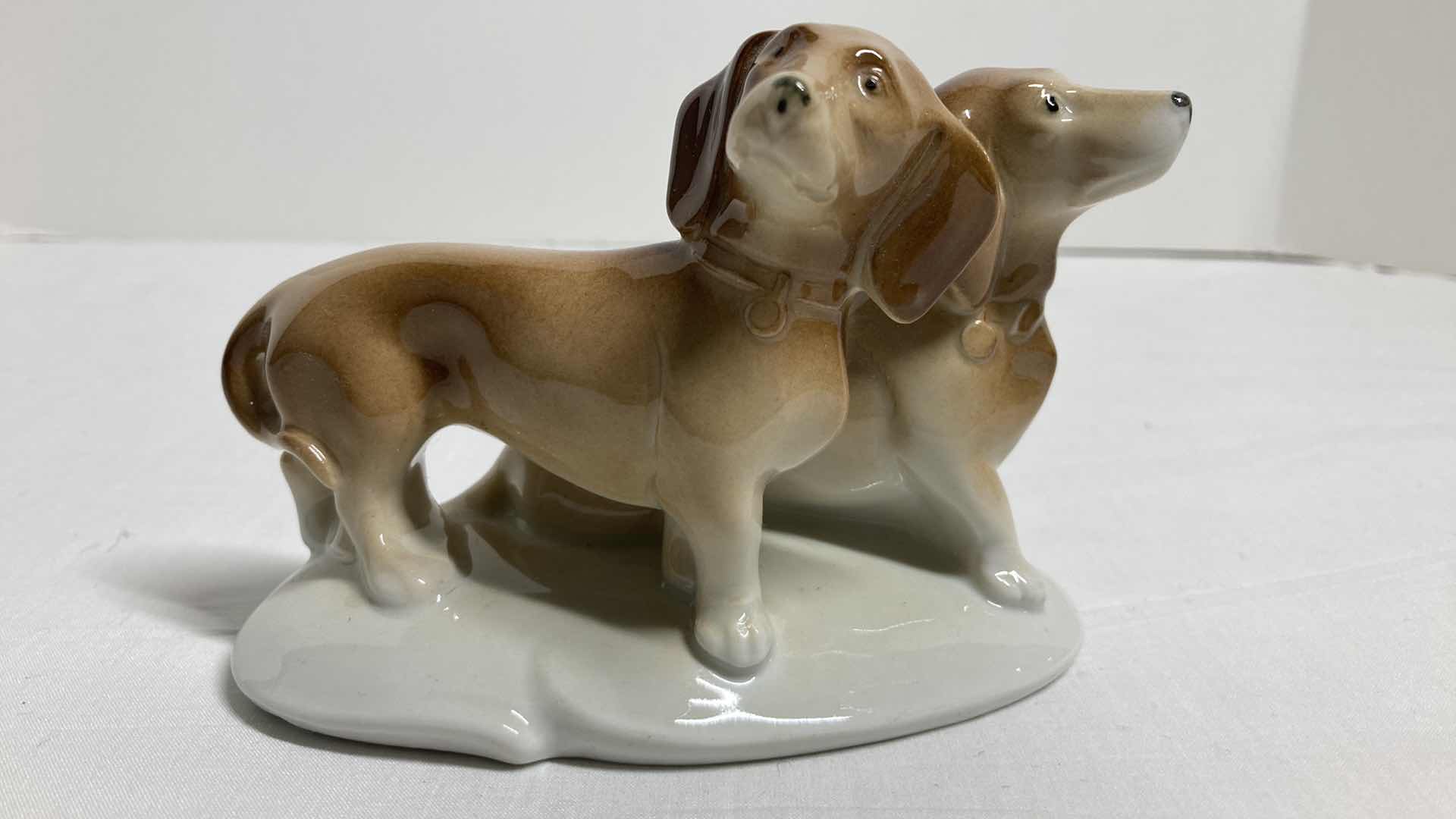View 1 of GRAEFENTHAL DACHSHUND PORCELAIN FIGURINE 5” X 2.75” H3.25”