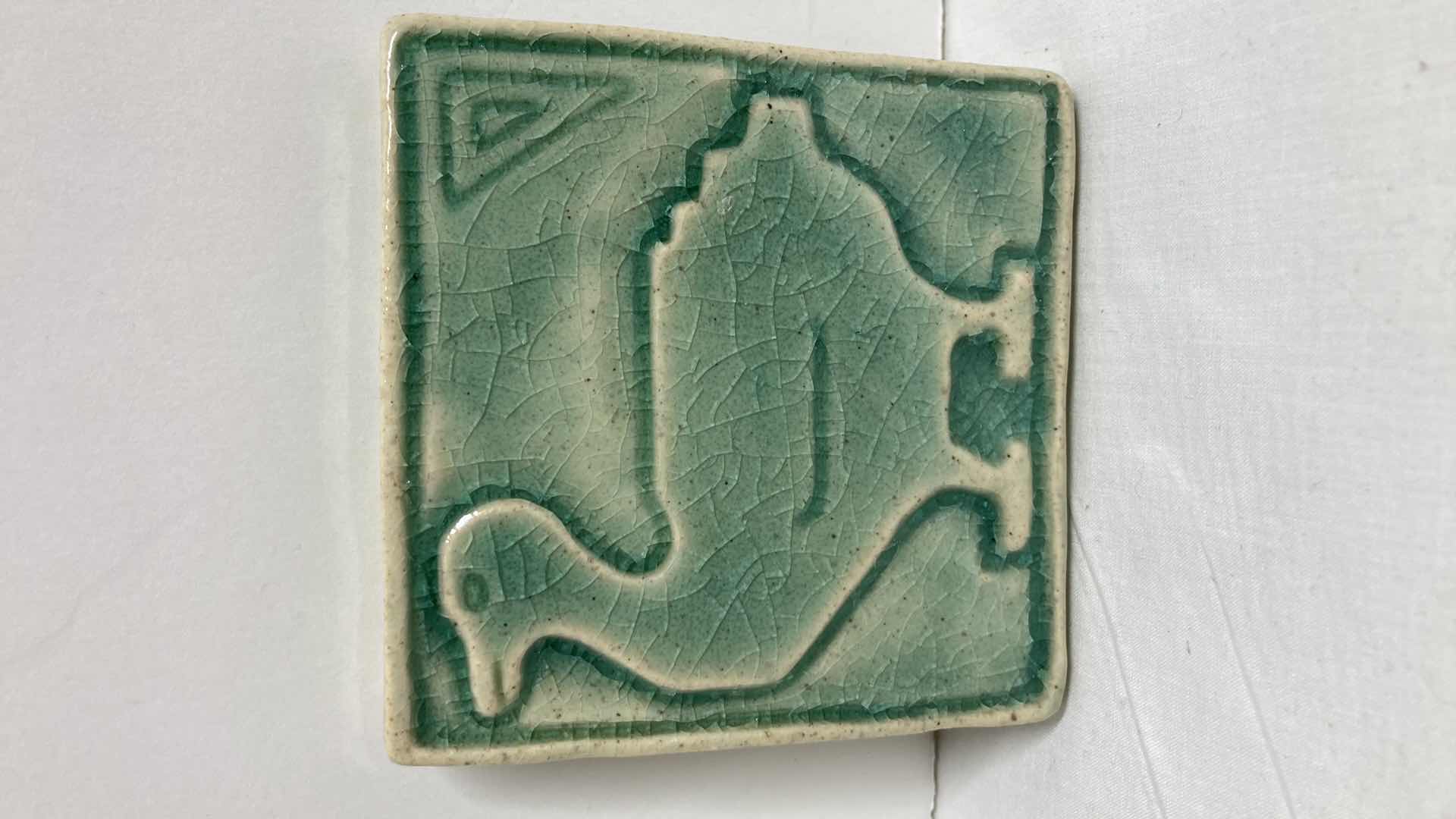 Photo 1 of PEWABIC DETROIT POTTERY DUCK WALL ARTWORK 1995 3.75” X 3.75”