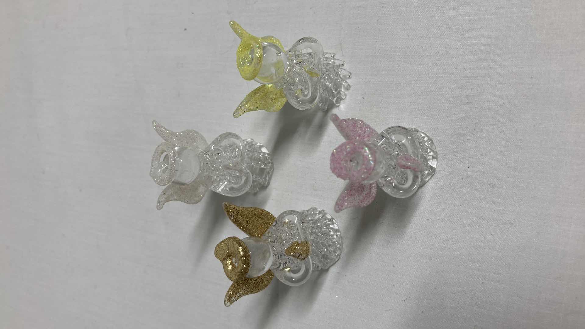 Photo 4 of GLASS ANGEL FIGURINES (4) H2”