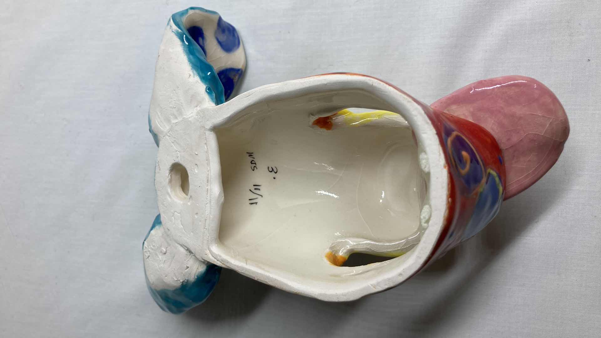 Photo 6 of ABSTRACT MULTI COLOR CERAMIC DOG MASK SDM 11/11 BY DOTTIE DRACOS 5.75” X 7”