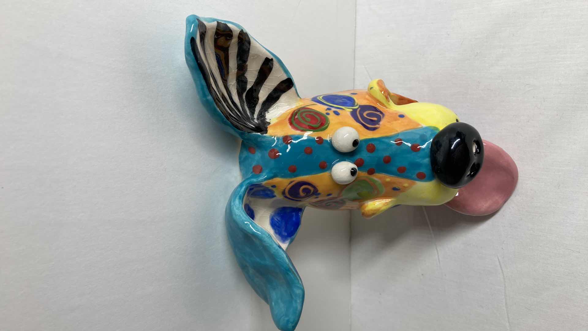 Photo 4 of ABSTRACT MULTI COLOR CERAMIC DOG MASK SDM 11/11 BY DOTTIE DRACOS 5.75” X 7”