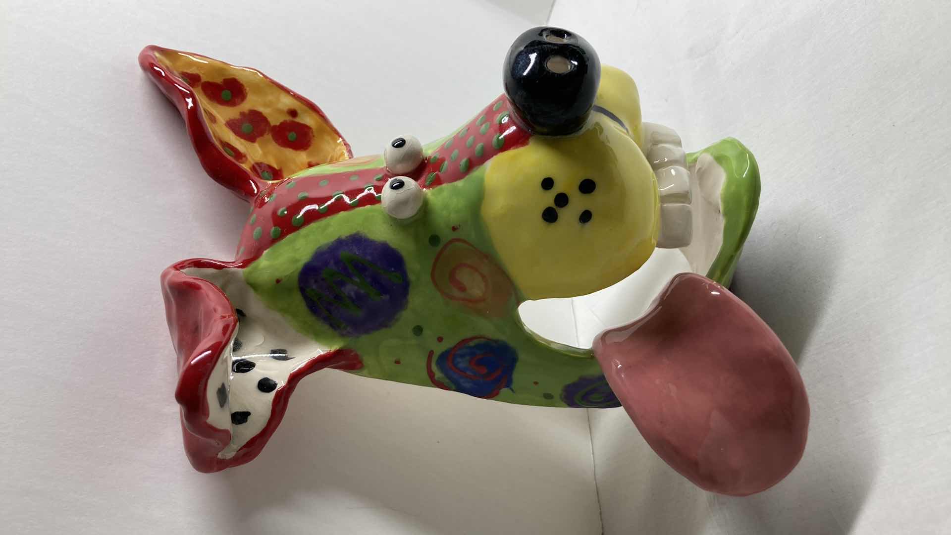 Photo 1 of ABSTRACT MULTI COLOR CERAMIC DOG MASK 7-13 BY DOTTIE DRACOS 7.5” X 9”