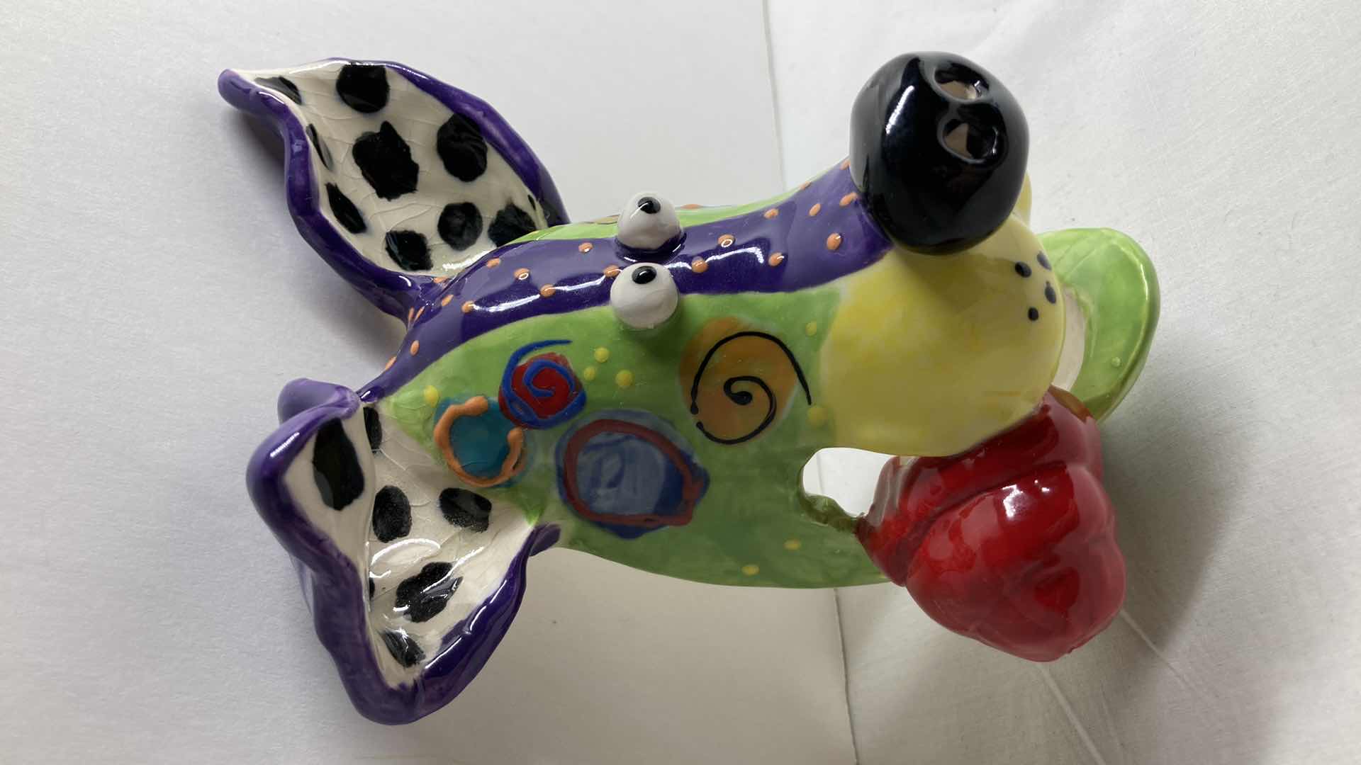 Photo 3 of ABSTRACT MULTI COLOR CERAMIC DOG MASK KONG 11/06 BY DOTTIE DRACOS 5.75” X 6.75”