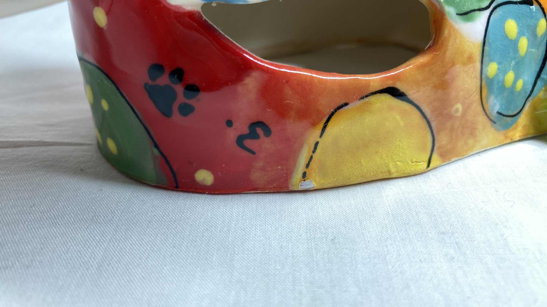 Photo 1 of ABSTRACT MULTI COLOR CERAMIC DOG MASK BY DOTTIE DRACOS 6.75” X 10”