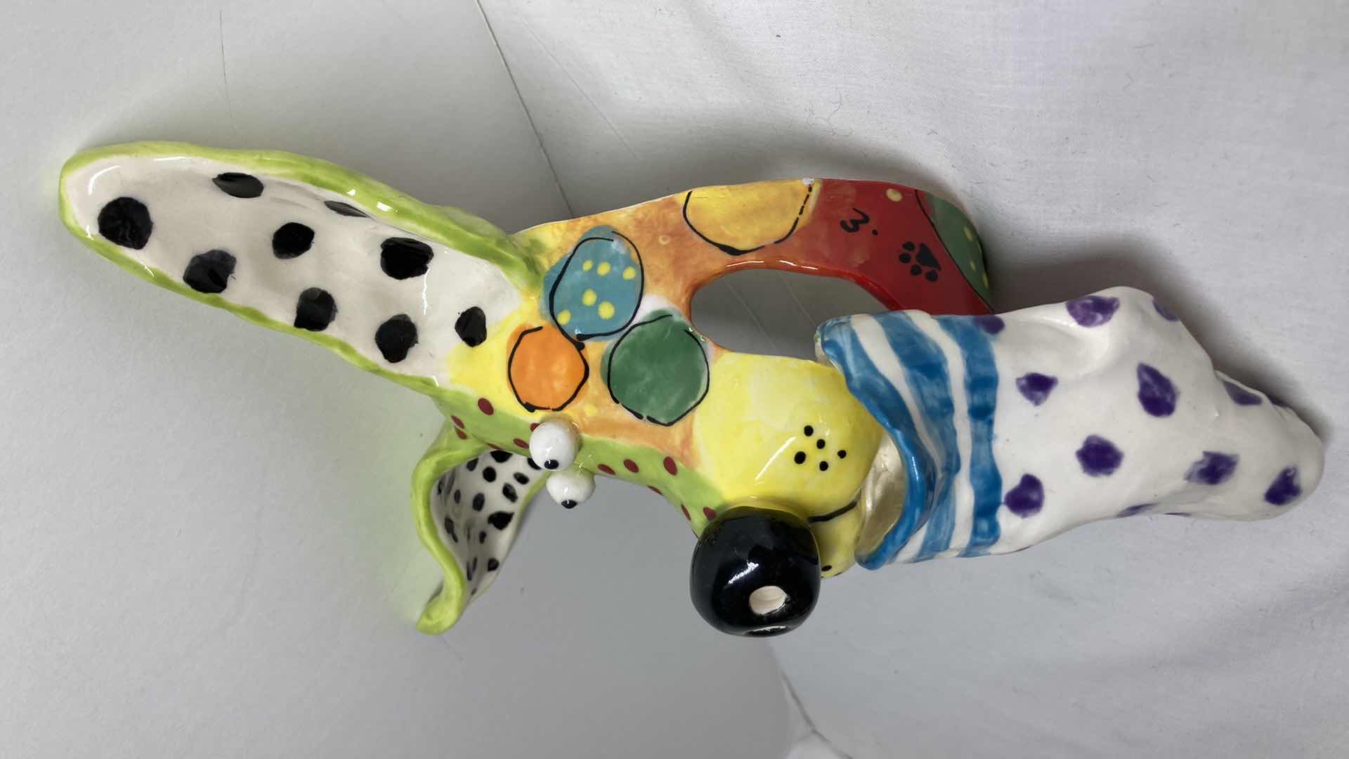 Photo 1 of ABSTRACT MULTI COLOR CERAMIC DOG MASK BY DOTTIE DRACOS 6.75” X 10”