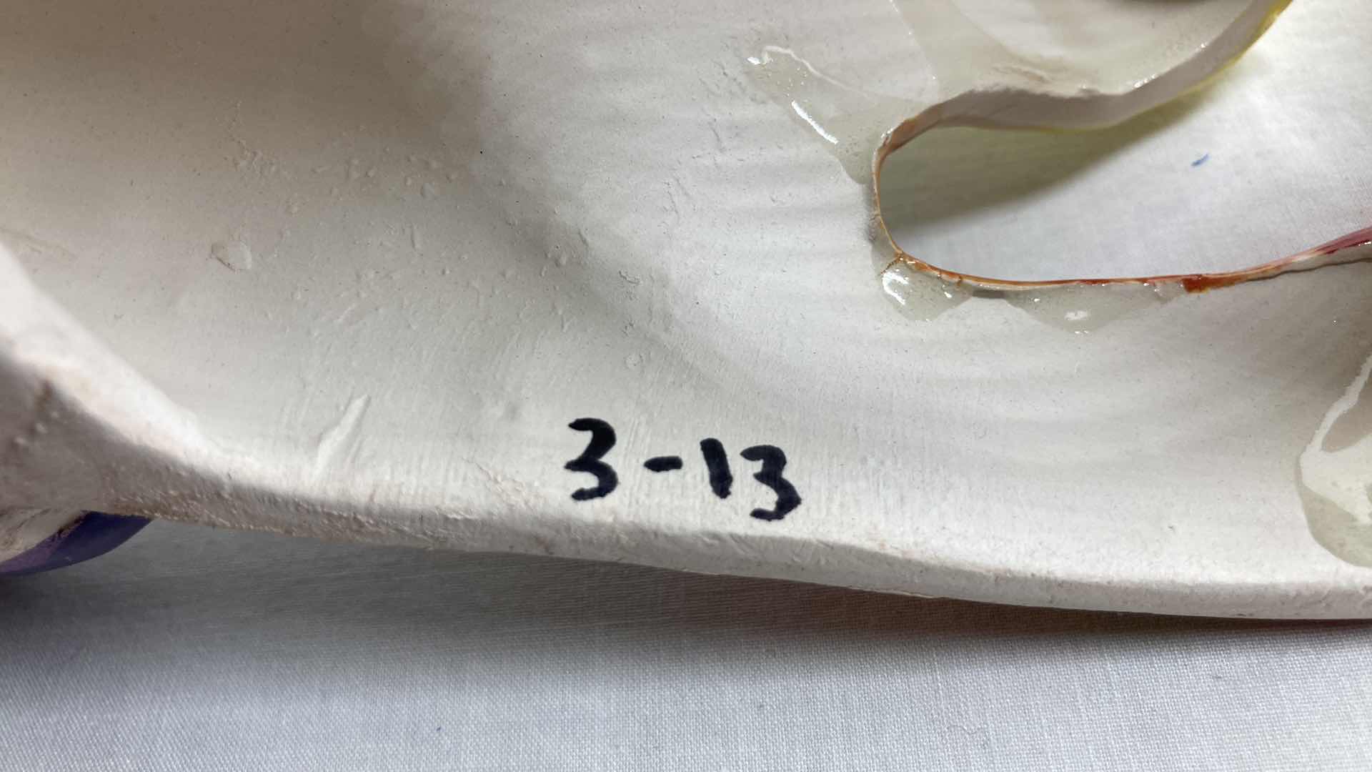 Photo 7 of ABSTRACT MULTI COLOR CERAMIC DOG MASK 3-13 BY DOTTIE DRACOS 6.5” X 10.5”