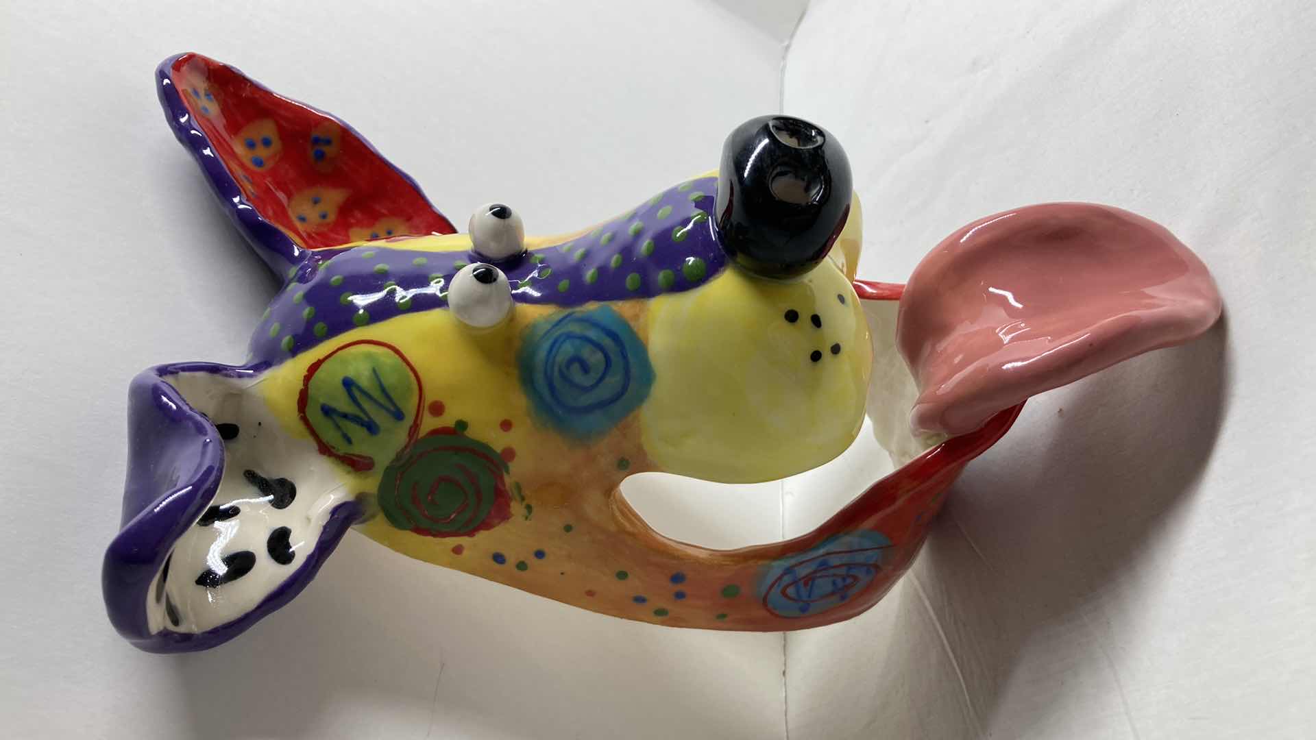 Photo 1 of ABSTRACT MULTI COLOR CERAMIC DOG MASK 3-13 BY DOTTIE DRACOS 6.5” X 10.5”