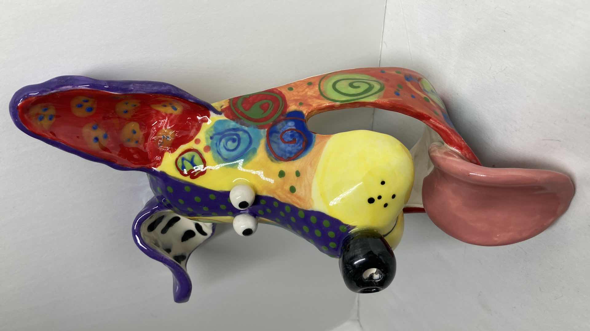 Photo 3 of ABSTRACT MULTI COLOR CERAMIC DOG MASK 3-13 BY DOTTIE DRACOS 6.5” X 10.5”