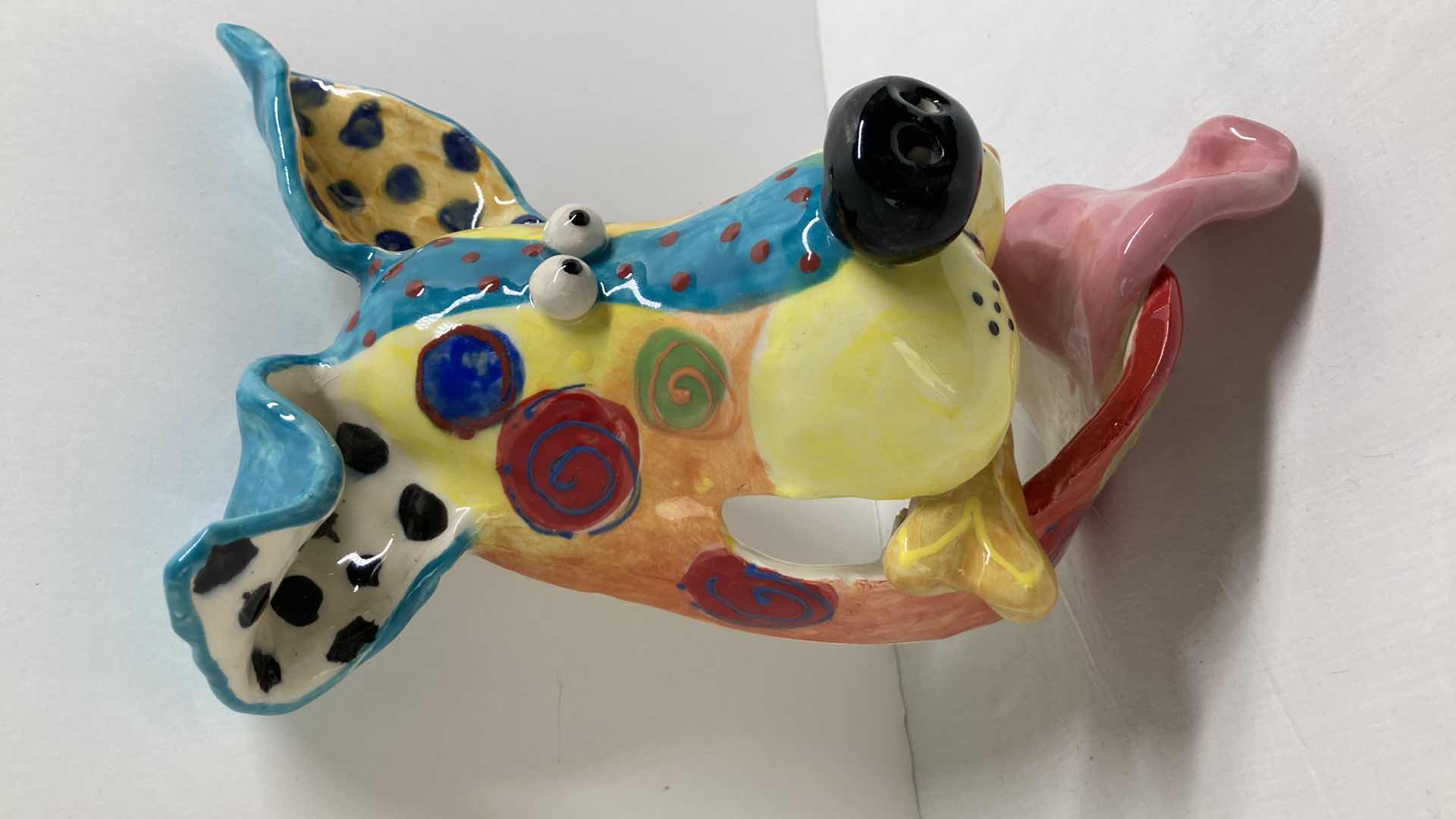 Photo 1 of ABSTRACT MULTI COLOR CERAMIC DOG MASK LDM/BONE 11/02 BY DOTTIE DRACOS 6.75” X 10.25”