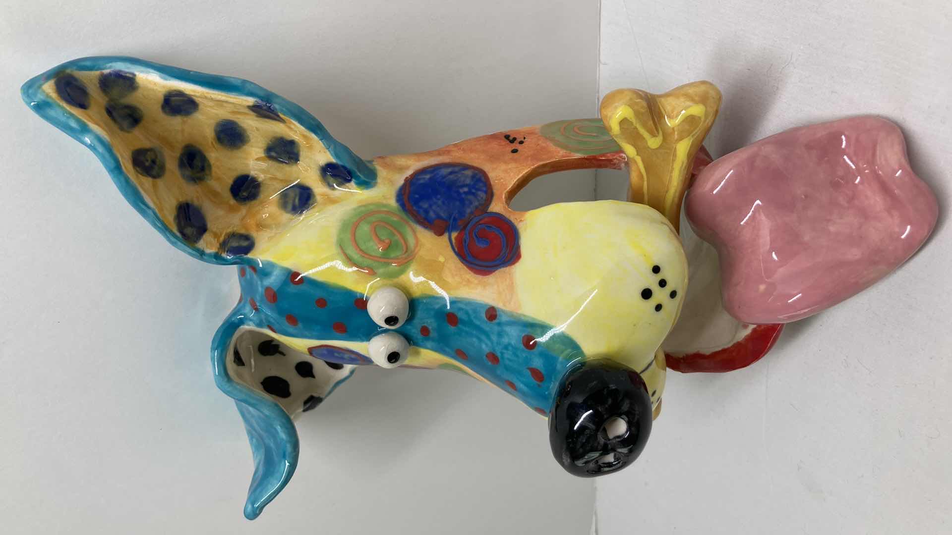 Photo 1 of ABSTRACT MULTI COLOR CERAMIC DOG MASK LDM/BONE 11/02 BY DOTTIE DRACOS 6.75” X 10.25”