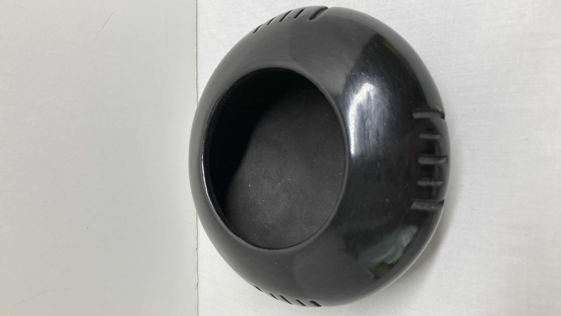 Photo 1 of SANTA CLARA BLACK WARE POLISHED POTTERY BY EDWARD SAMANIEGO 11/92 5” X 2.5”