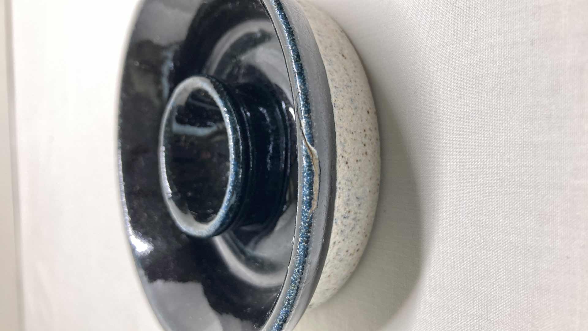 Photo 1 of BLACK STAINED CERAMIC POT W LID 5.5” X 4.75”