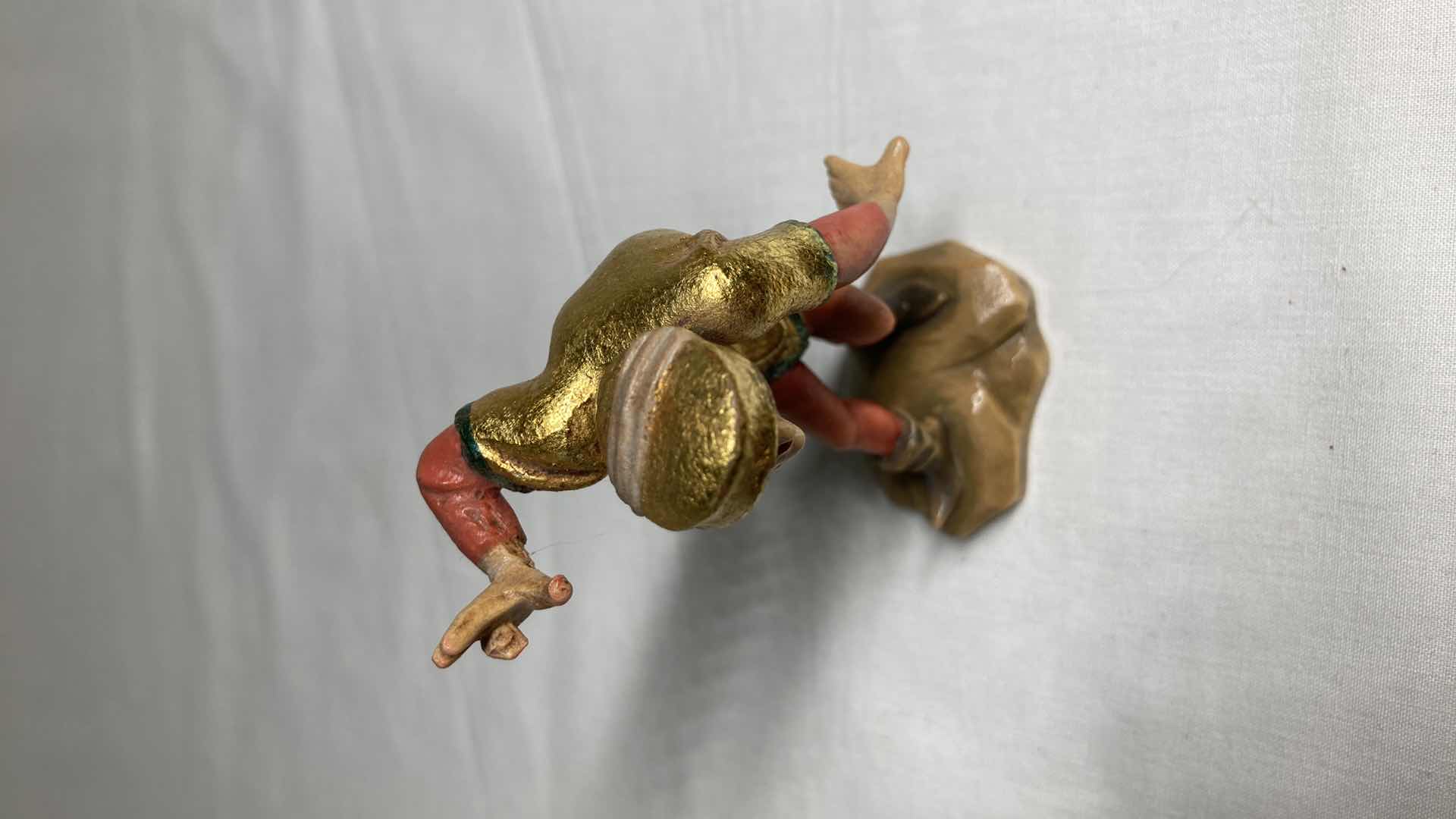 Photo 1 of DANCING HAND PAINTED WOOD CARVED FIGURINE 2” X 3.5”