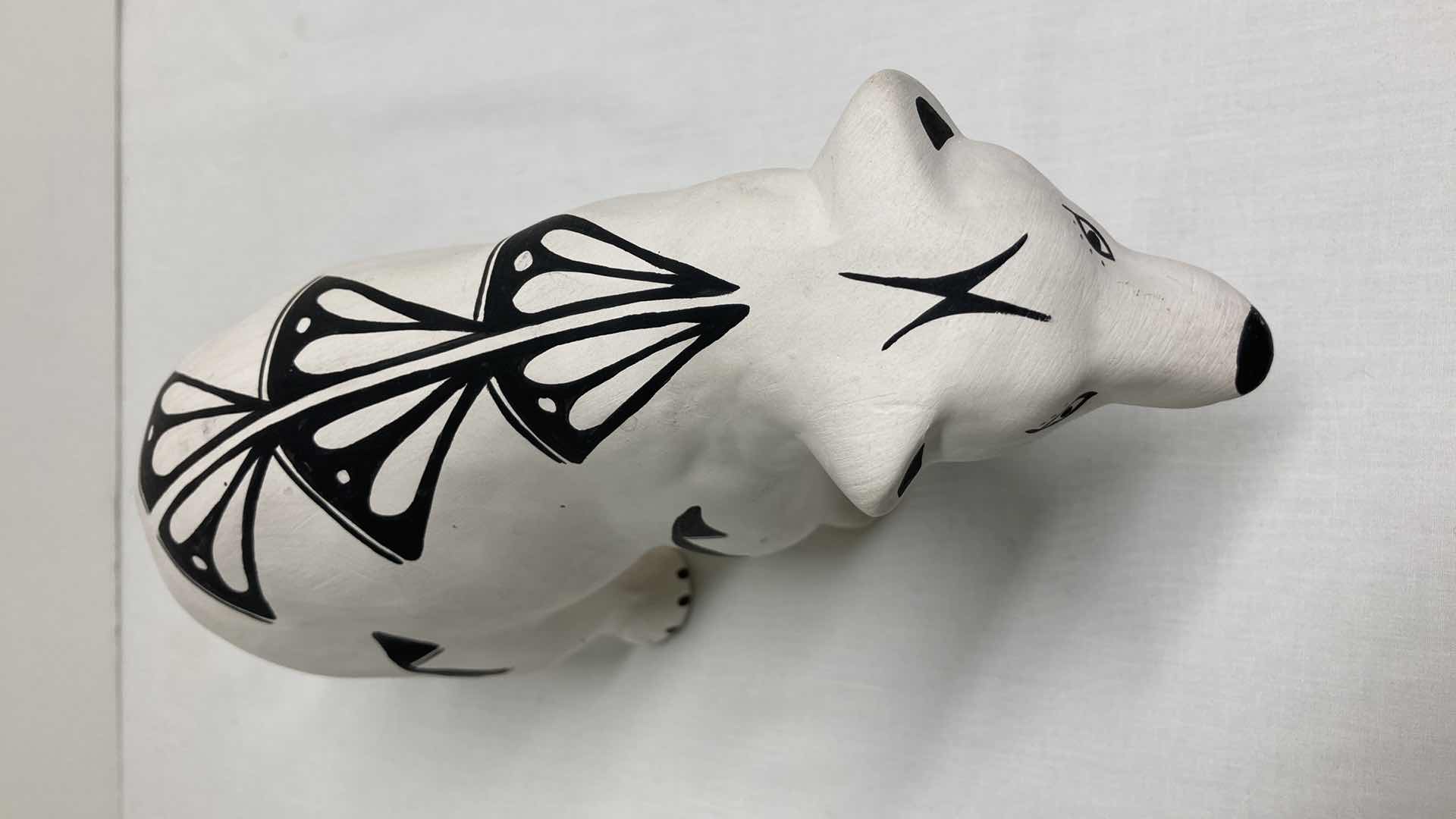Photo 1 of TRIBAL PRINT POLAR BEAR CERAMIC FIGURINE BY LUCERO ISLETA N.M 7.75” X 3.5” H5”