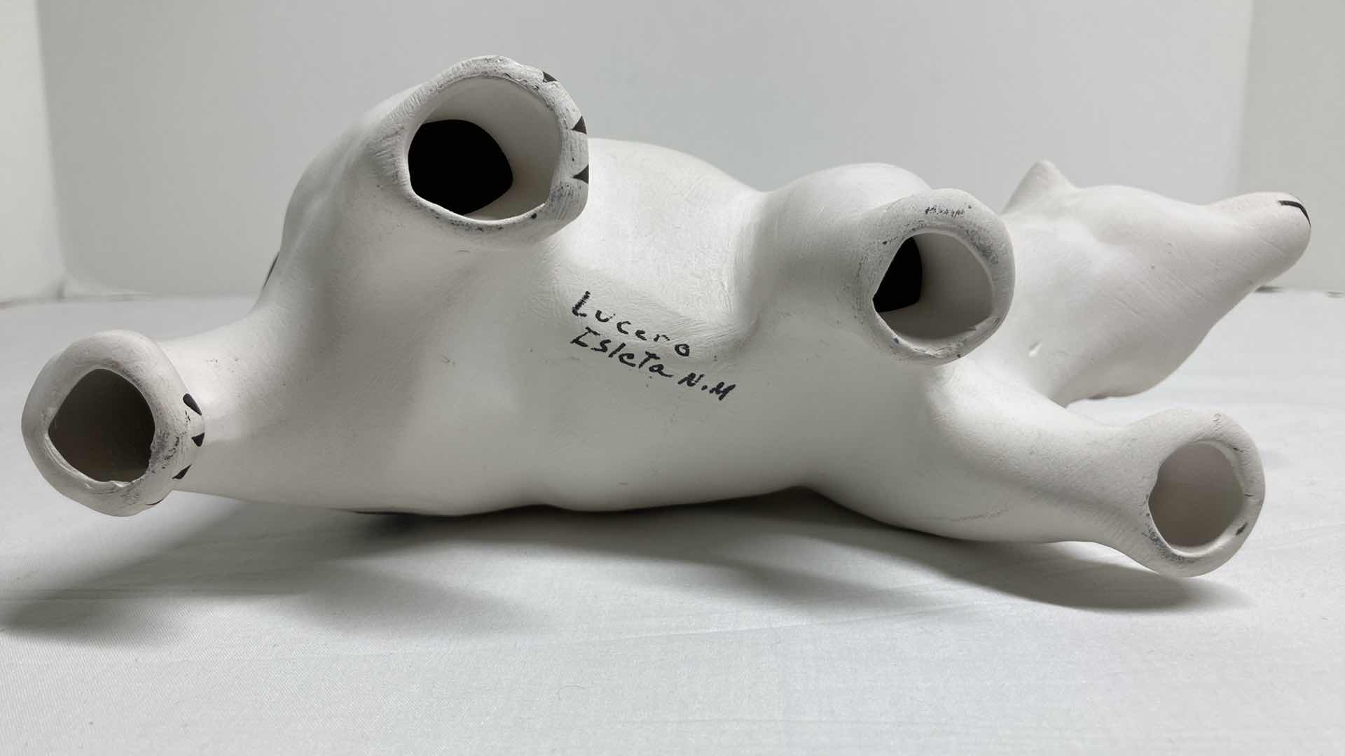 Photo 1 of TRIBAL PRINT POLAR BEAR CERAMIC FIGURINE BY LUCERO ISLETA N.M 7.75” X 3.5” H5”