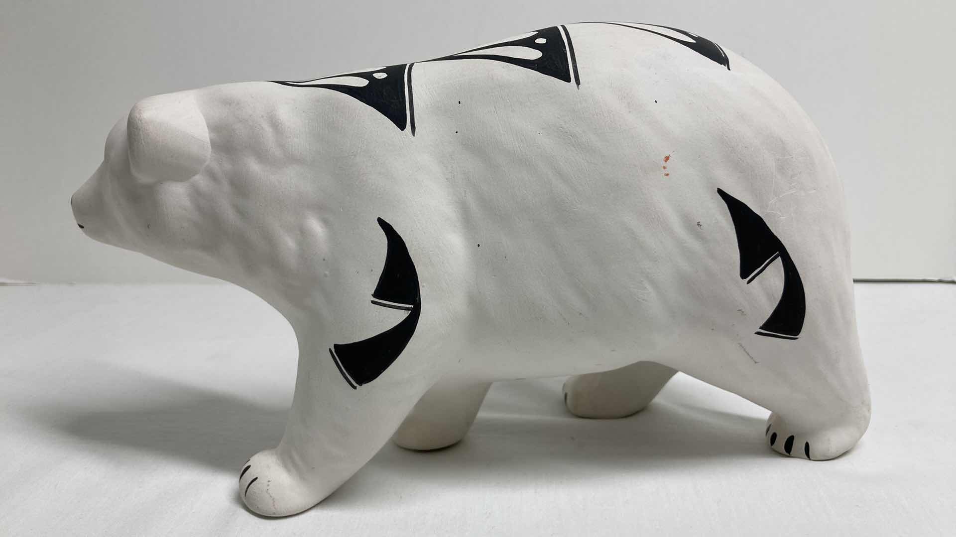 Photo 1 of TRIBAL PRINT POLAR BEAR CERAMIC FIGURINE BY LUCERO ISLETA N.M 7.75” X 3.5” H5”