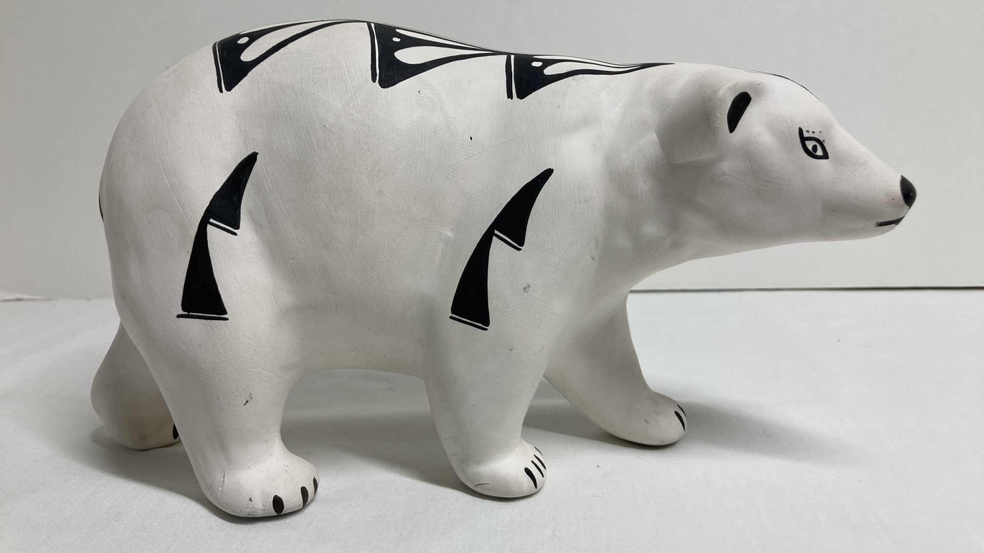 Photo 1 of TRIBAL PRINT POLAR BEAR CERAMIC FIGURINE BY LUCERO ISLETA N.M 7.75” X 3.5” H5”