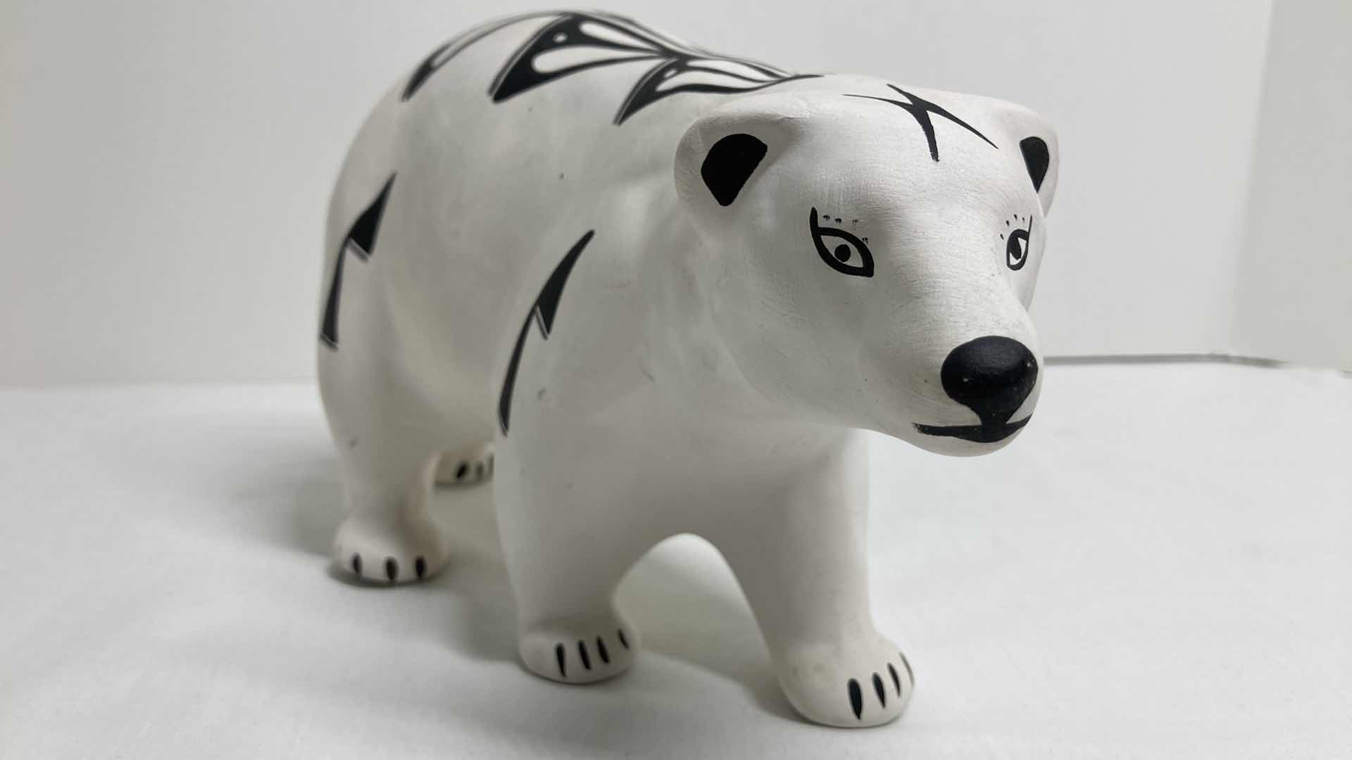 Photo 1 of TRIBAL PRINT POLAR BEAR CERAMIC FIGURINE BY LUCERO ISLETA N.M 7.75” X 3.5” H5”