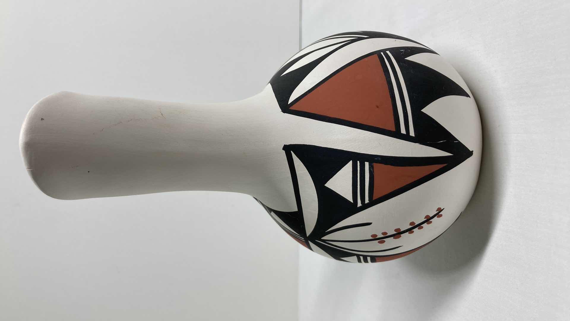 Photo 1 of ACOMA HAND PAINTED POTTERY WEDDING VASE LC 6” X 5” H8.25”