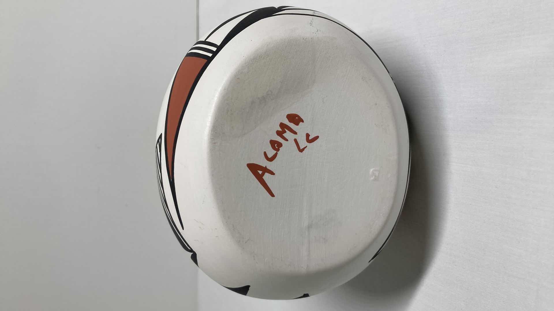 Photo 1 of ACOMA HAND PAINTED POTTERY WEDDING VASE LC 6” X 5” H8.25”