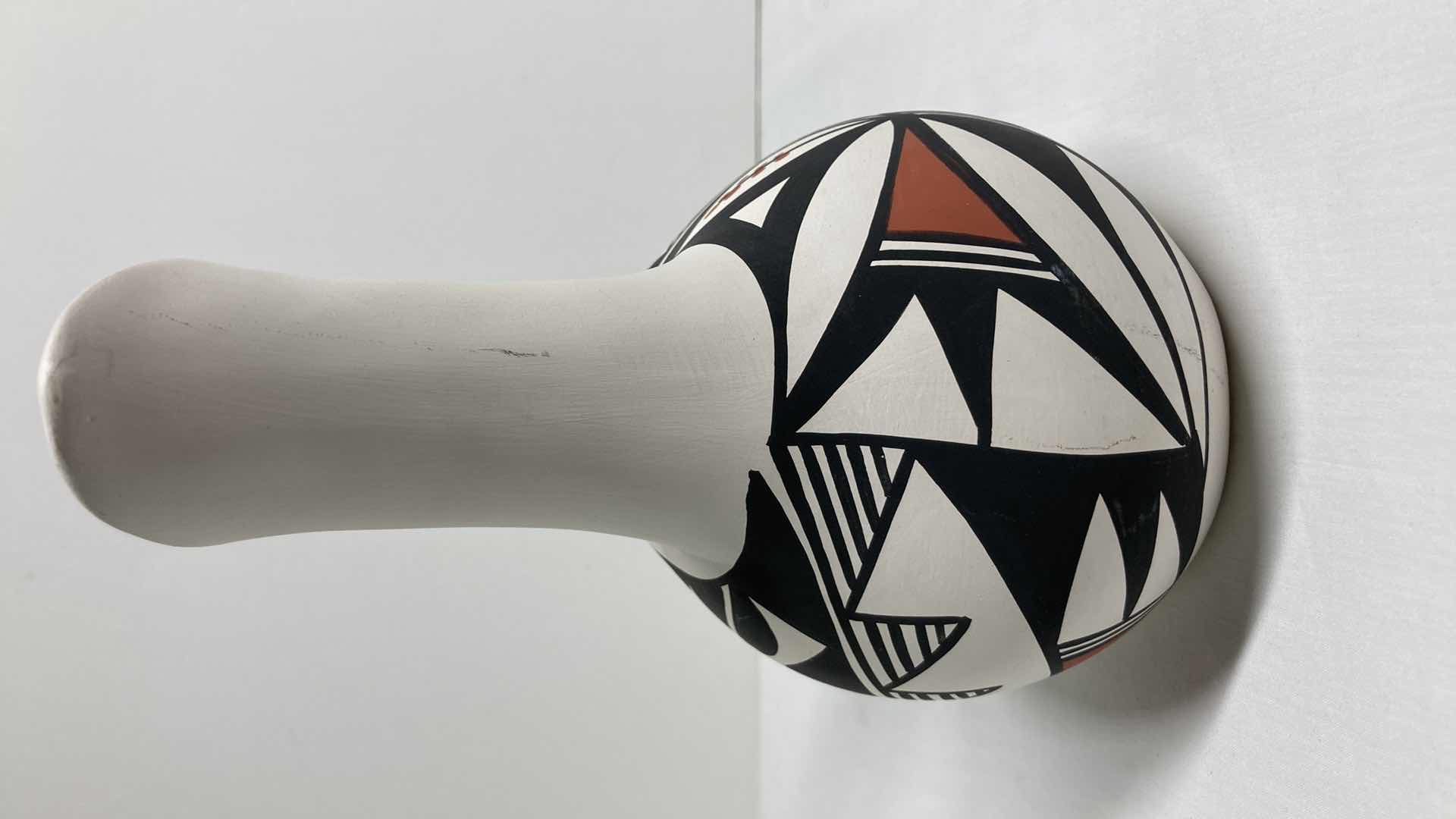 Photo 1 of ACOMA HAND PAINTED POTTERY WEDDING VASE LC 6” X 5” H8.25”