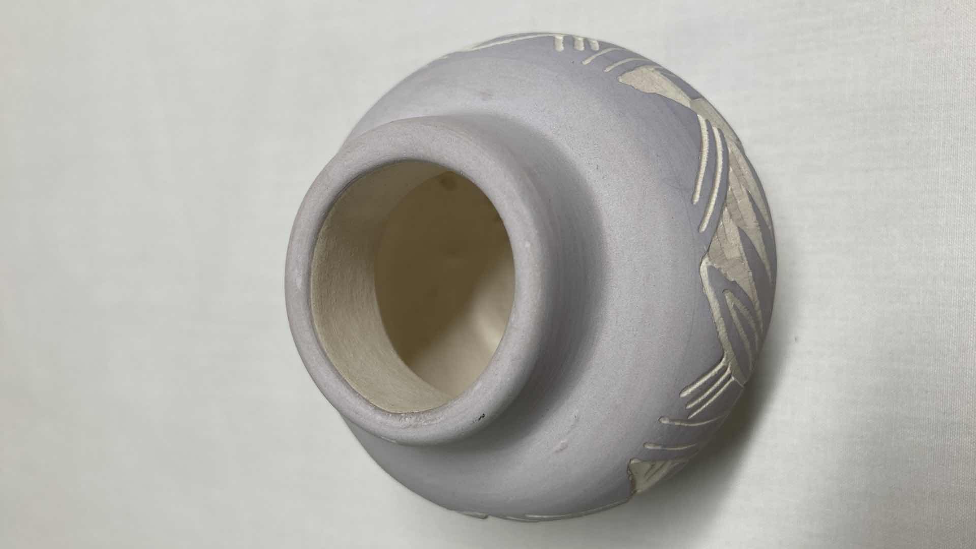 Photo 4 of SOUTHWESTERN STYLE HAND CRAFTED POTTERY SIGNED BY ARTIST 2.5” X 2.5”