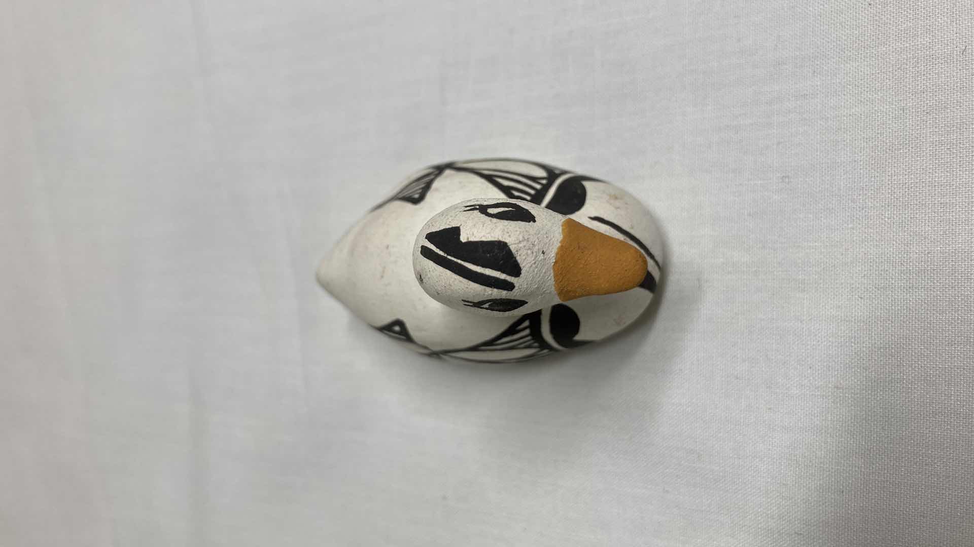 Photo 1 of TRIBAL PRINT DUCK FIGURINE BY S. CHINO 2.5” X 1.75”