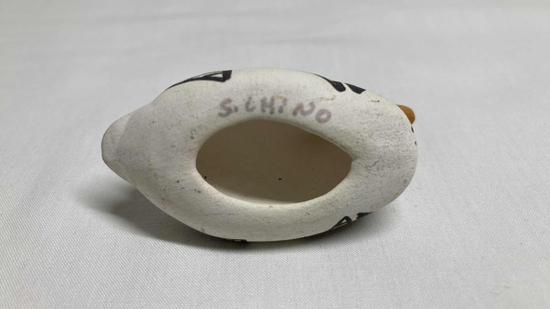 Photo 1 of TRIBAL PRINT DUCK FIGURINE BY S. CHINO 2.5” X 1.75”