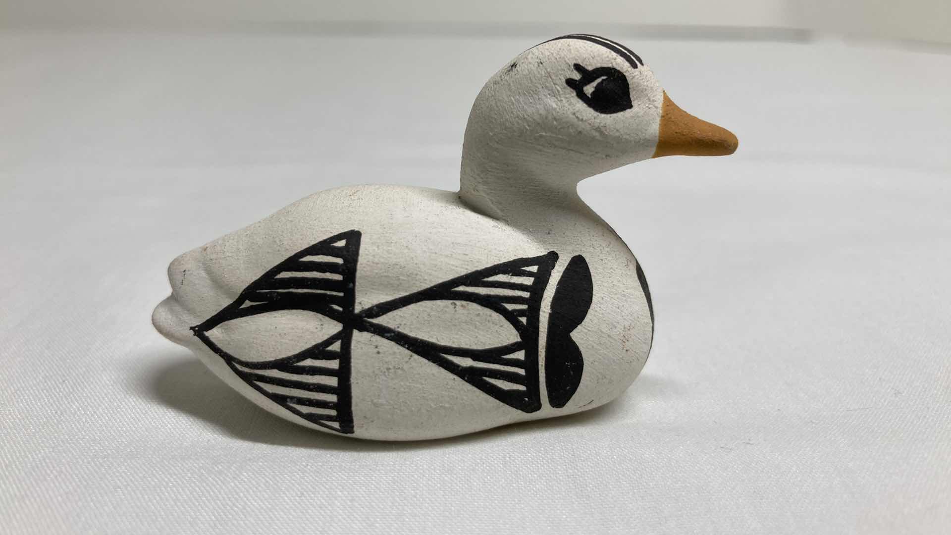 Photo 1 of TRIBAL PRINT DUCK FIGURINE BY S. CHINO 2.5” X 1.75”