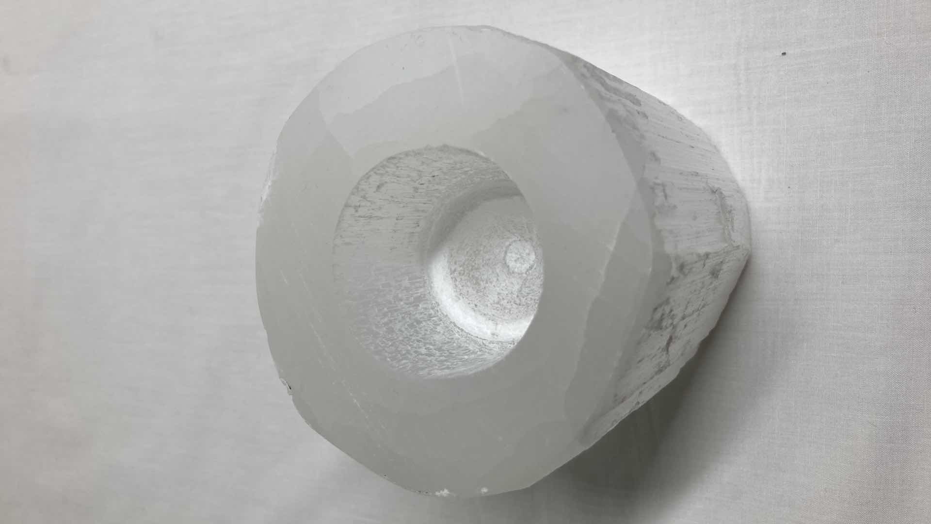 Photo 1 of MINE FINDS QUARTZ CANDLE HOLDER BY JAY KING HANDCRAFTED IN MOROCCO 3.75” X 3.5” H4”