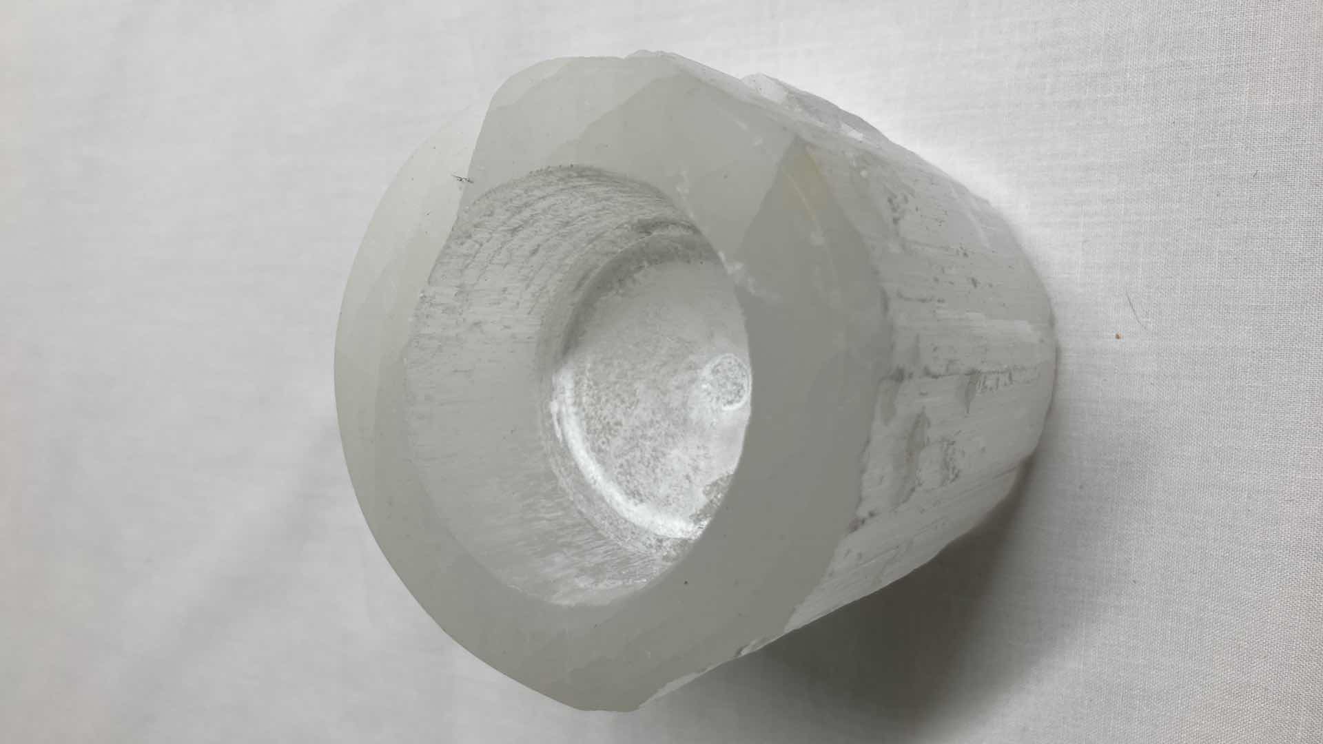 Photo 1 of MINE FINDS QUARTZ CANDLE HOLDER BY JAY KING HANDCRAFTED IN MOROCCO 2.75” X 2.5” H3”