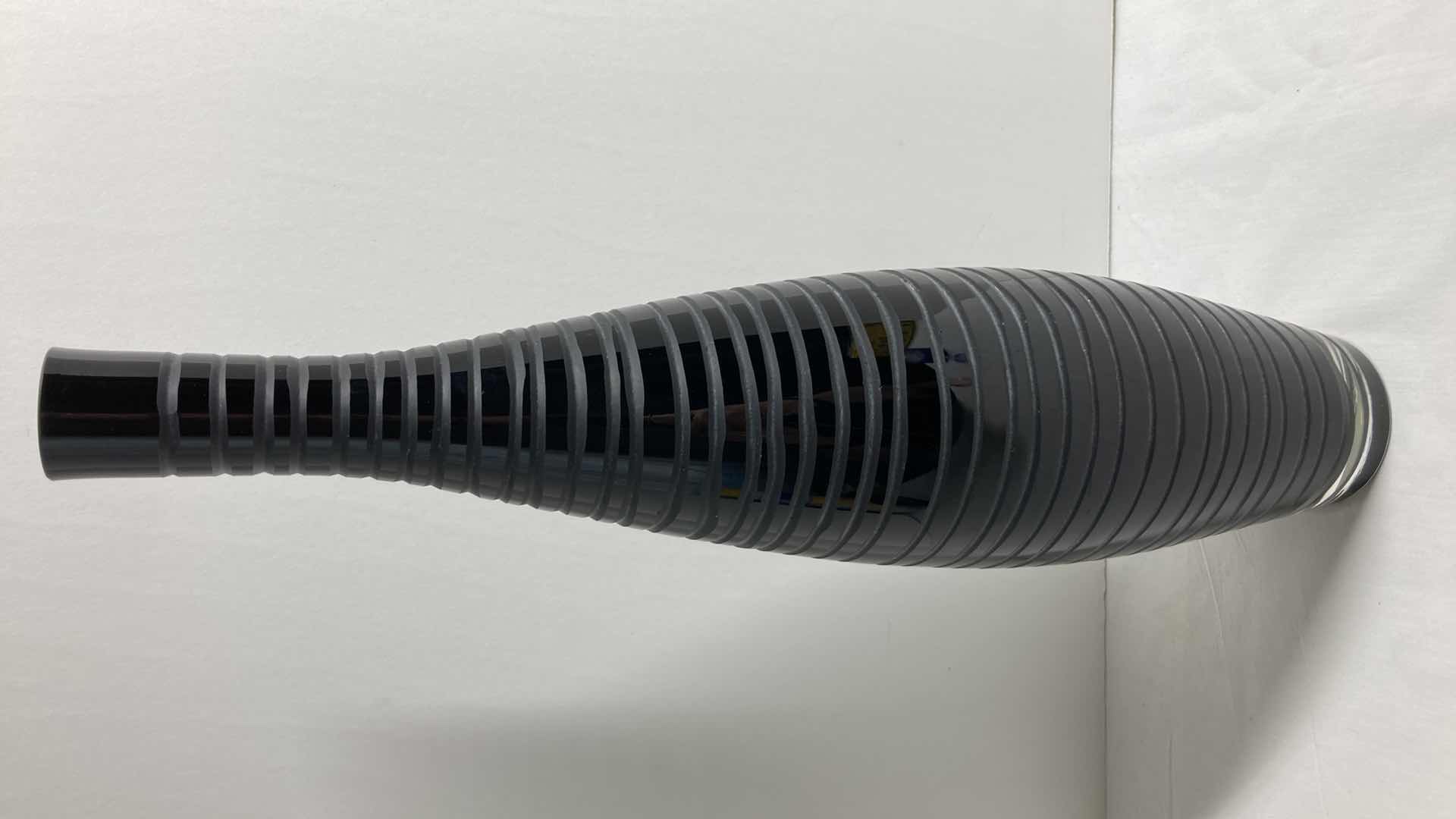 Photo 1 of LINEAR BLACK GLASS VASE 3.75” X 15.75”