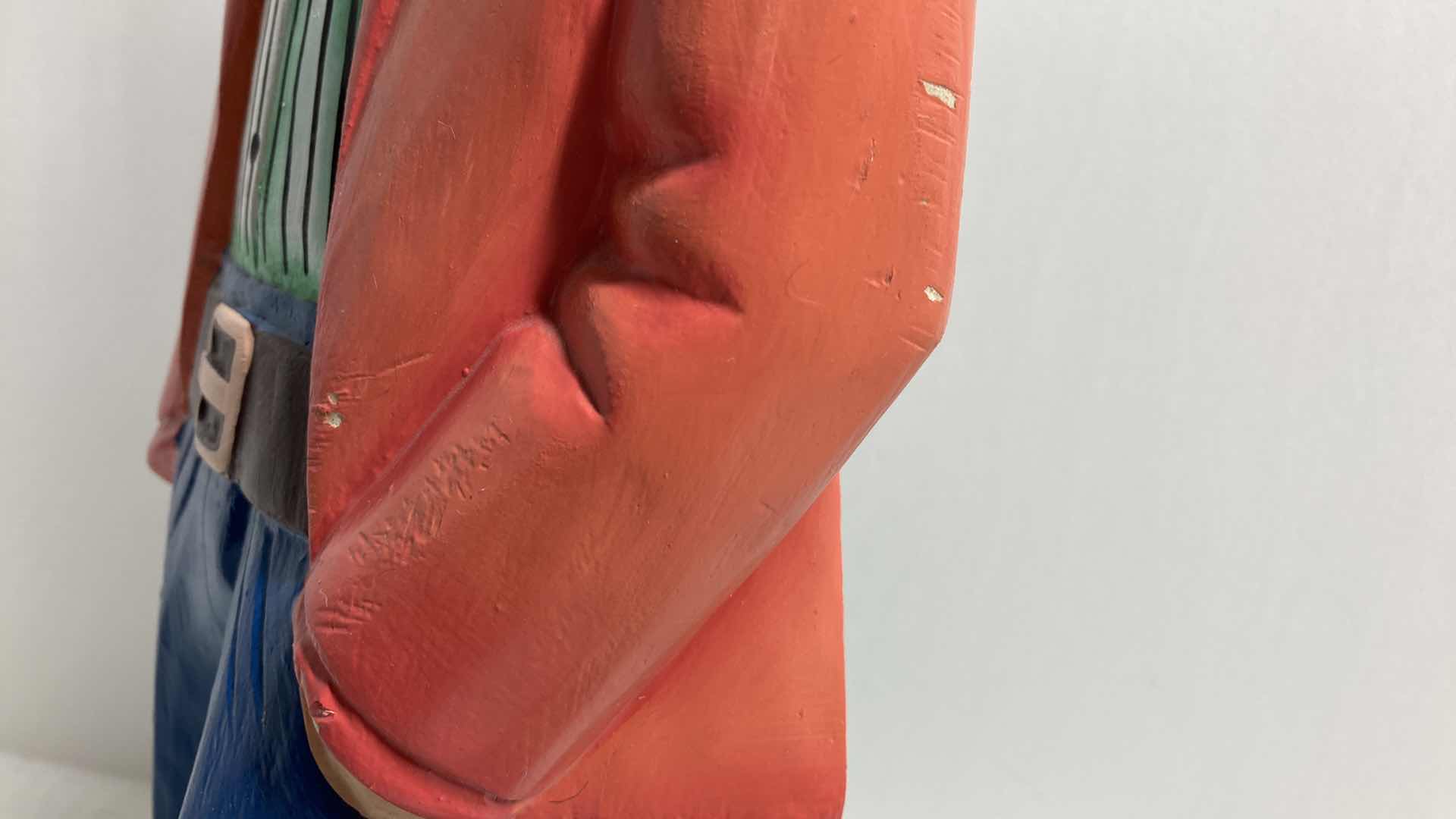 Photo 1 of COYOTE MAN HAND PAINTED WOOD CARVED SCULPTURE BY MARKUS PIERSON 7.5” X 7” H19”