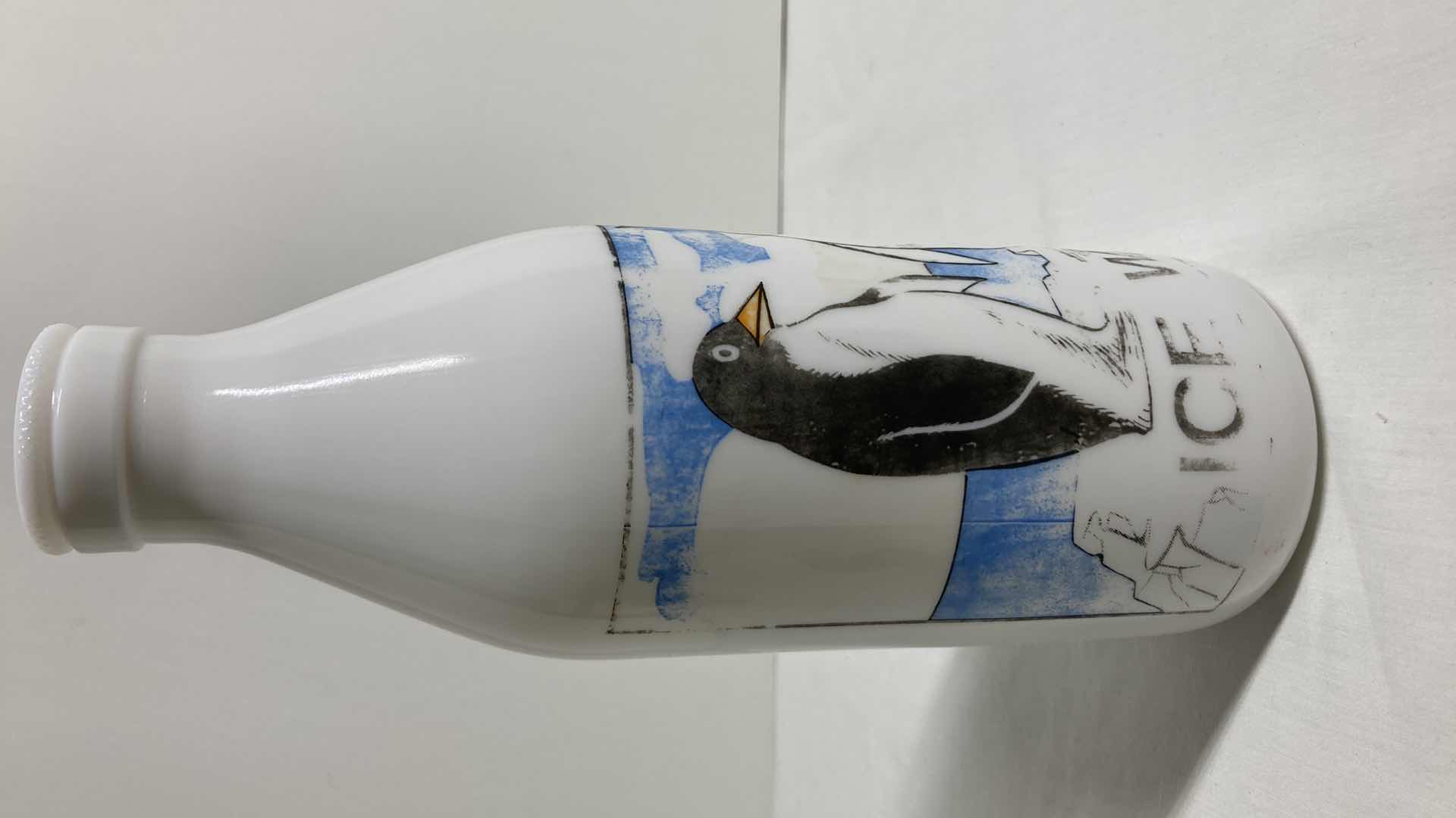 Photo 1 of EGIZIA PENGUINS ICE WATER MILK GLASS JAR 3.25” X 10”