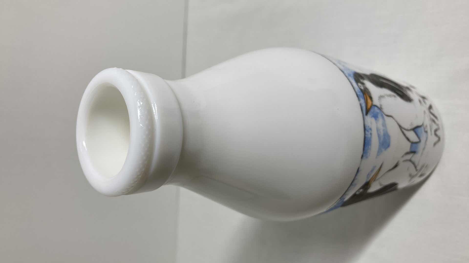 Photo 1 of EGIZIA PENGUINS ICE WATER MILK GLASS JAR 3.25” X 10”