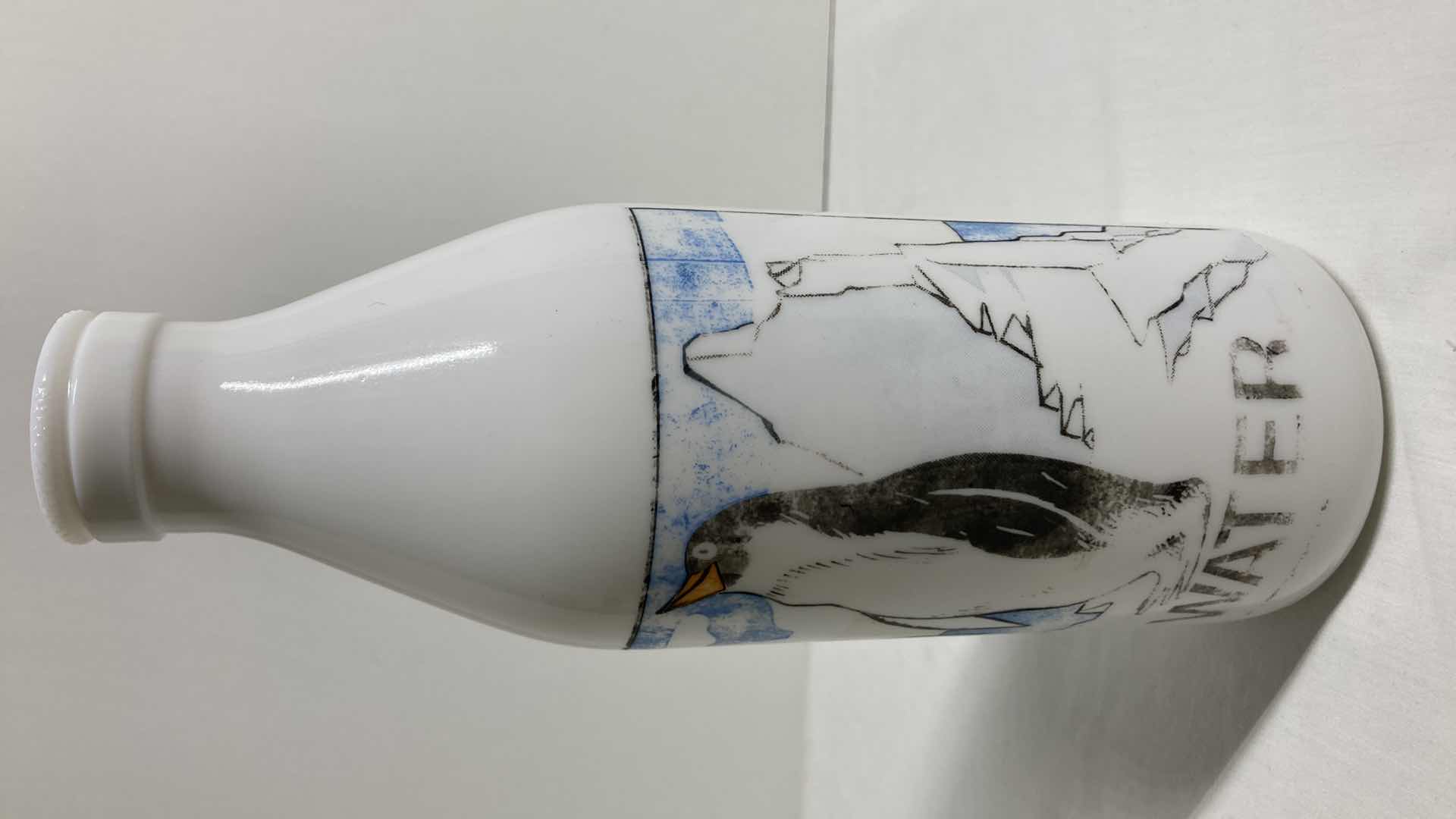 Photo 1 of EGIZIA PENGUINS ICE WATER MILK GLASS JAR 3.25” X 10”
