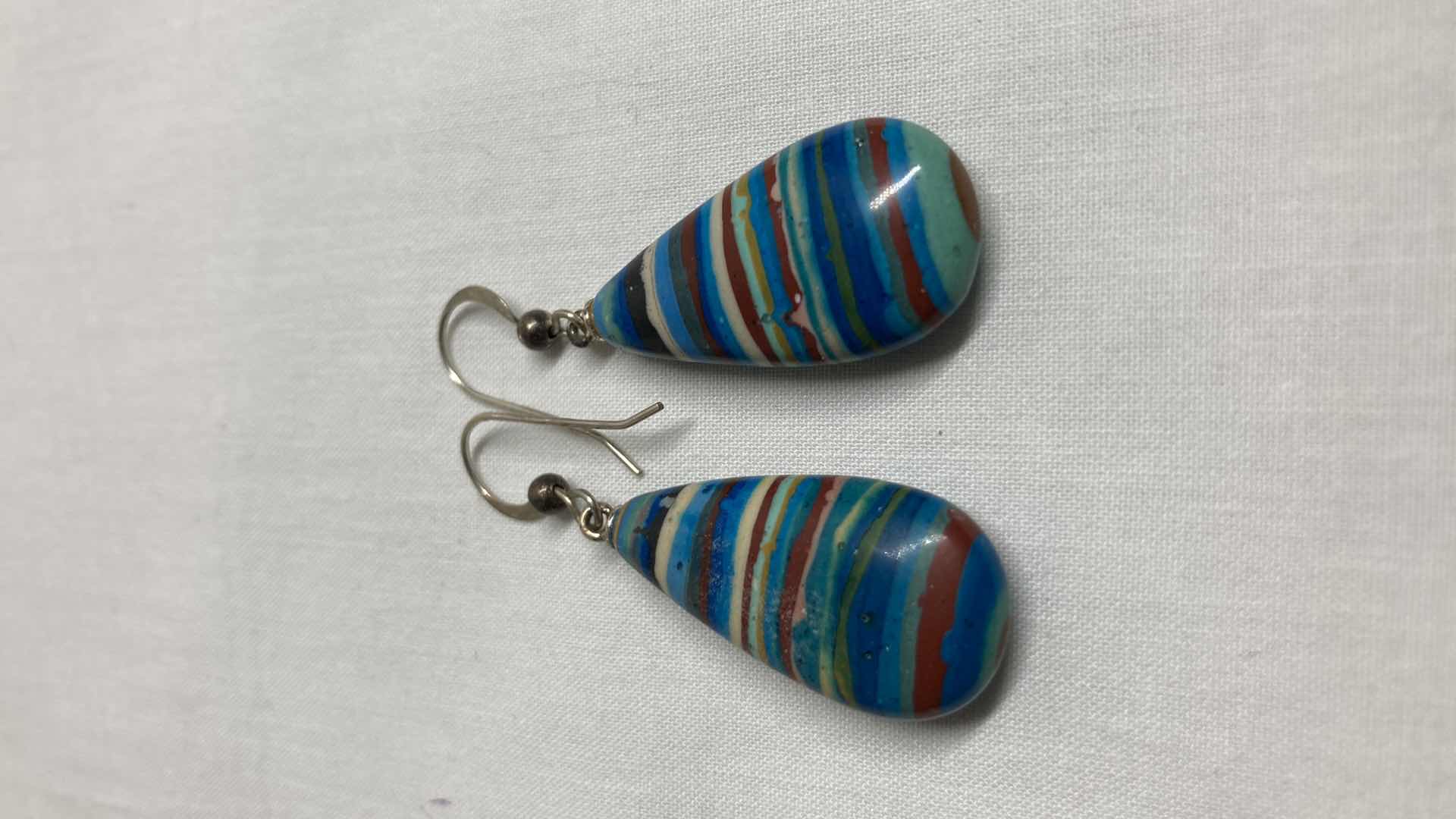 Photo 1 of RAINBOW CALSILICA EARRINGS 0.5” X 1.75”